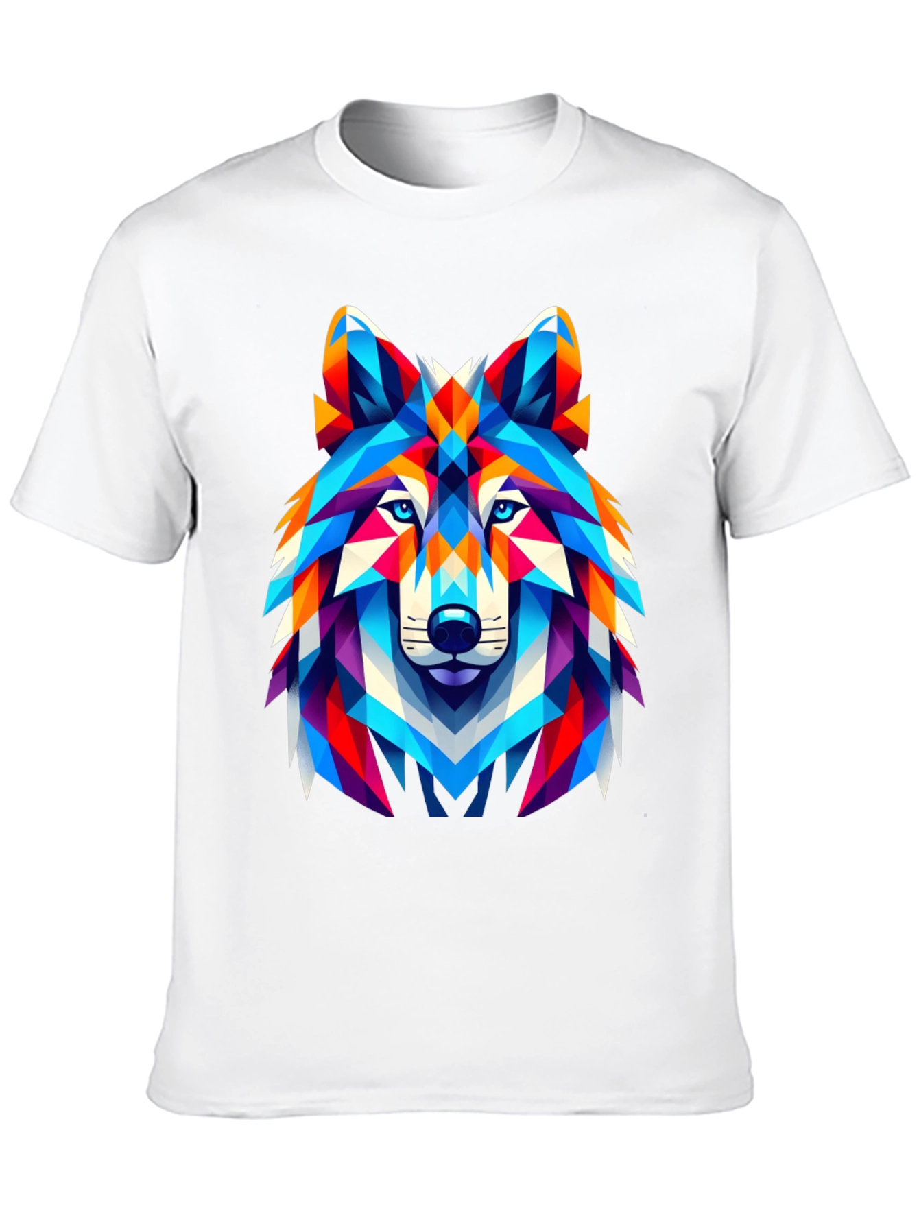 Black Geometric Wolf Head Graphic T-Shirt - Black view 10