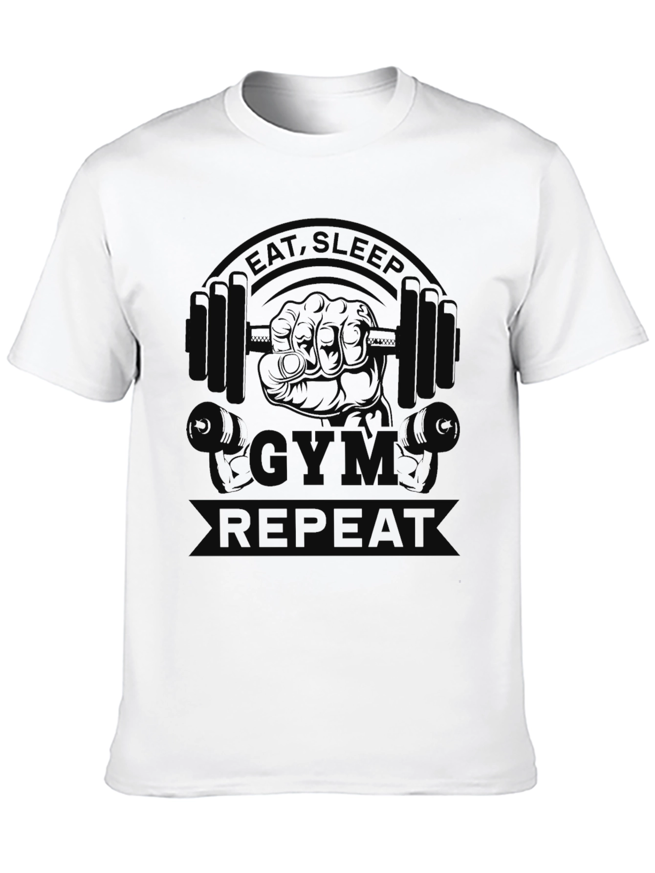 Black Eat Sleep Gym Repeat T-Shirt - Black Cotton Tee view 10