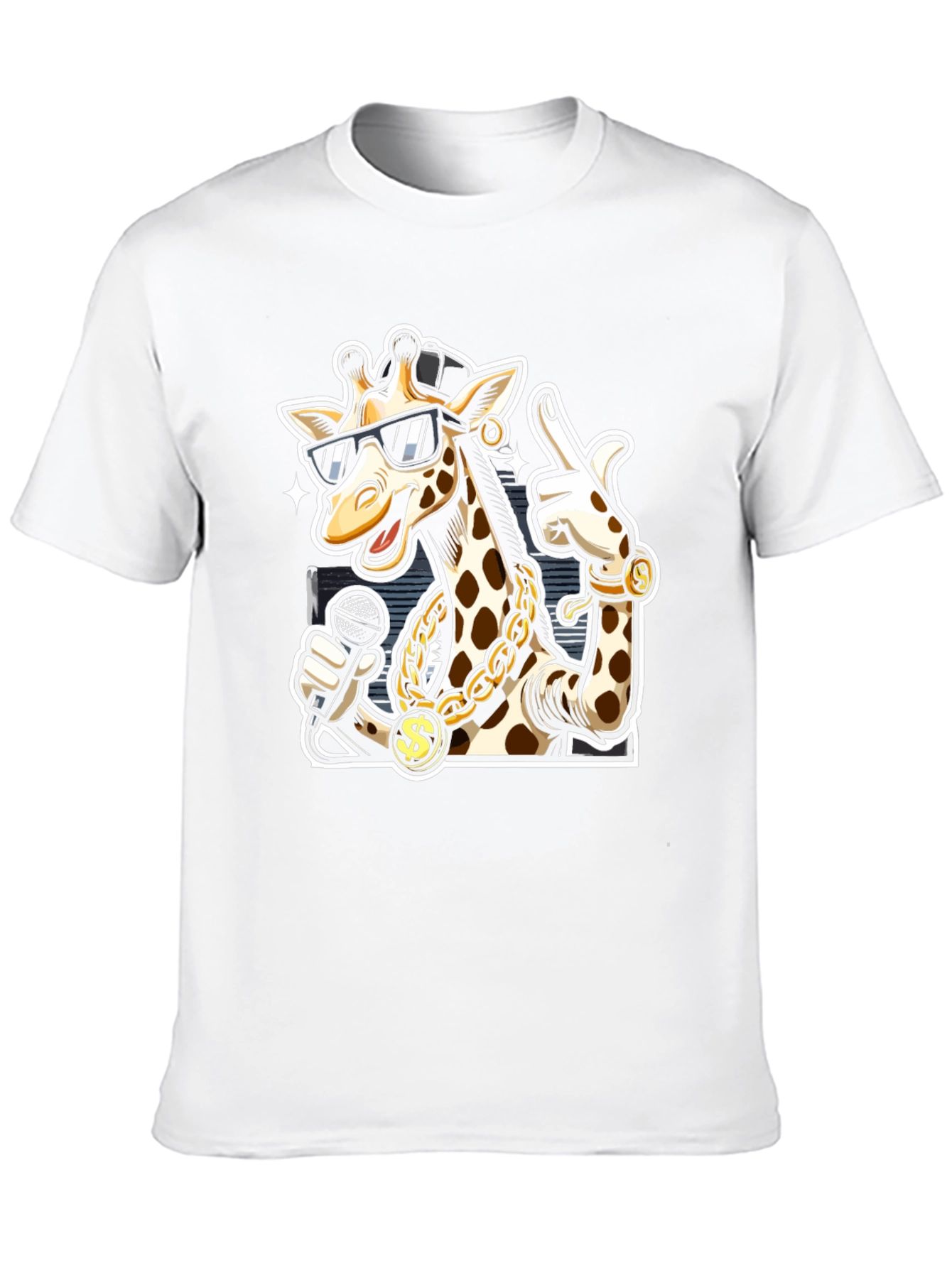Black Rapper Giraffe T-Shirt - Funny Cartoon Graphic Tee view 10