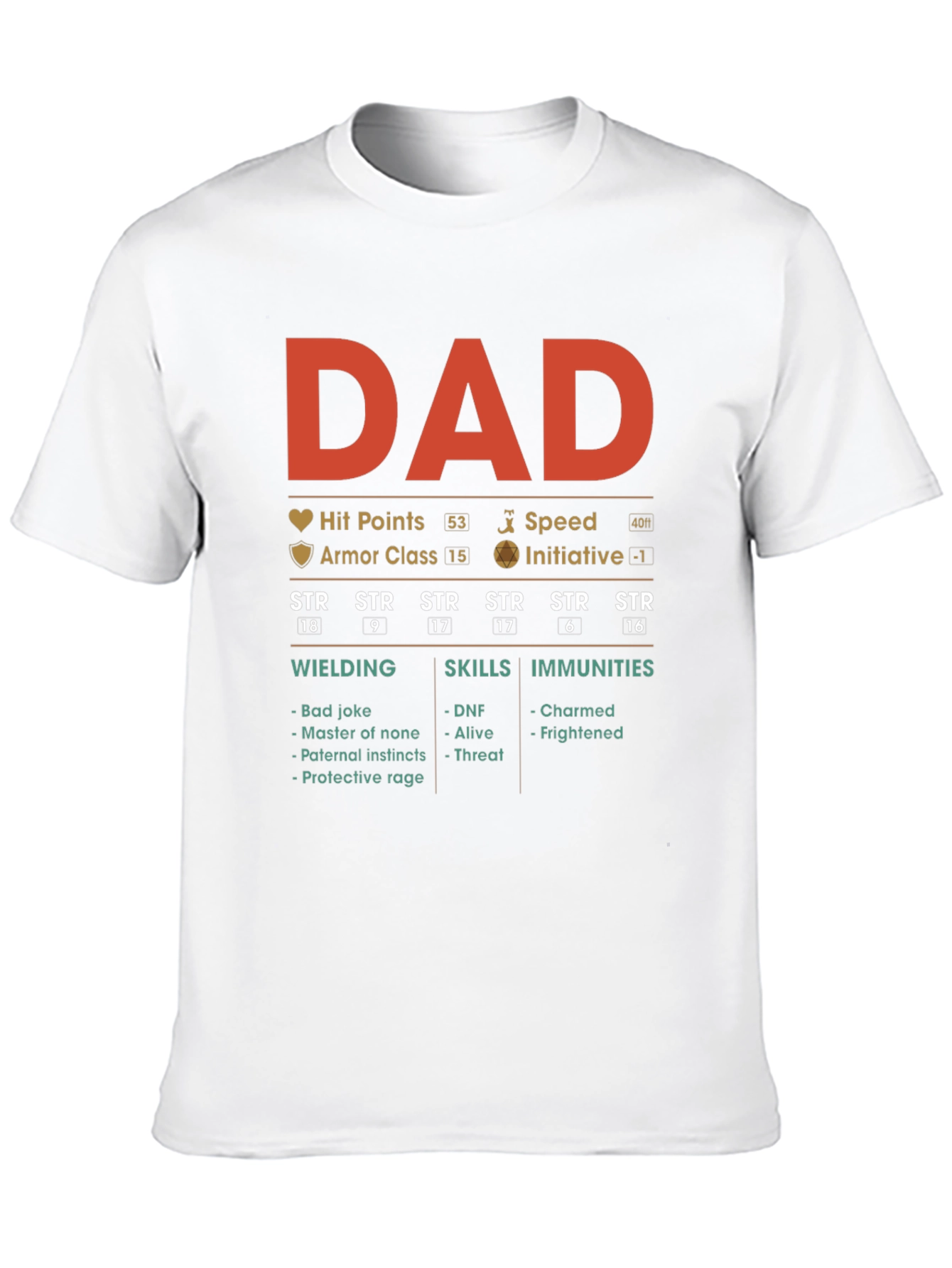 Black DAD RPG Stats T-Shirt view 10