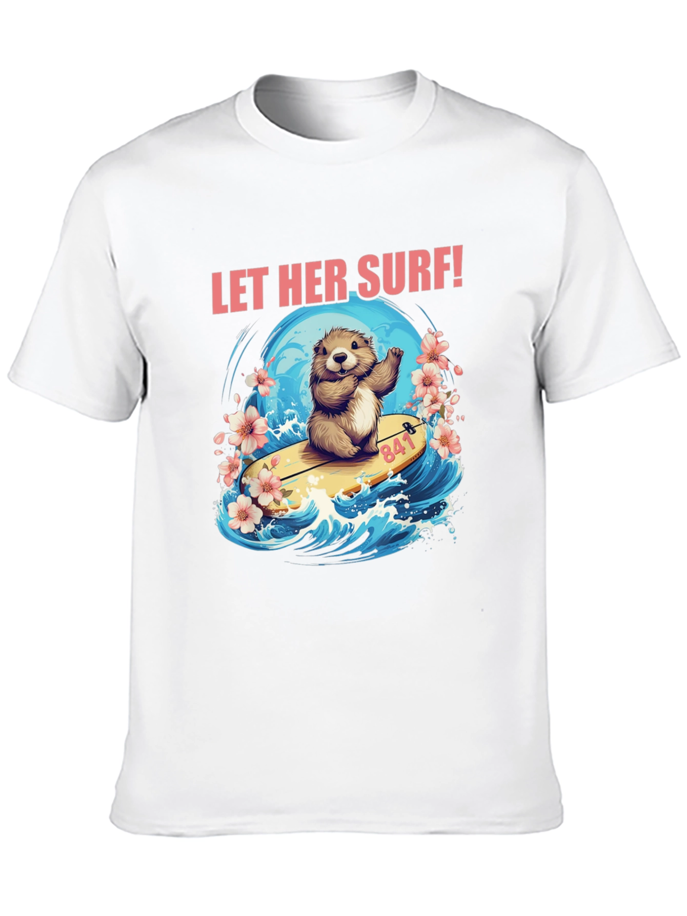 Black Let Her Surf! Graphic T-Shirt view 10