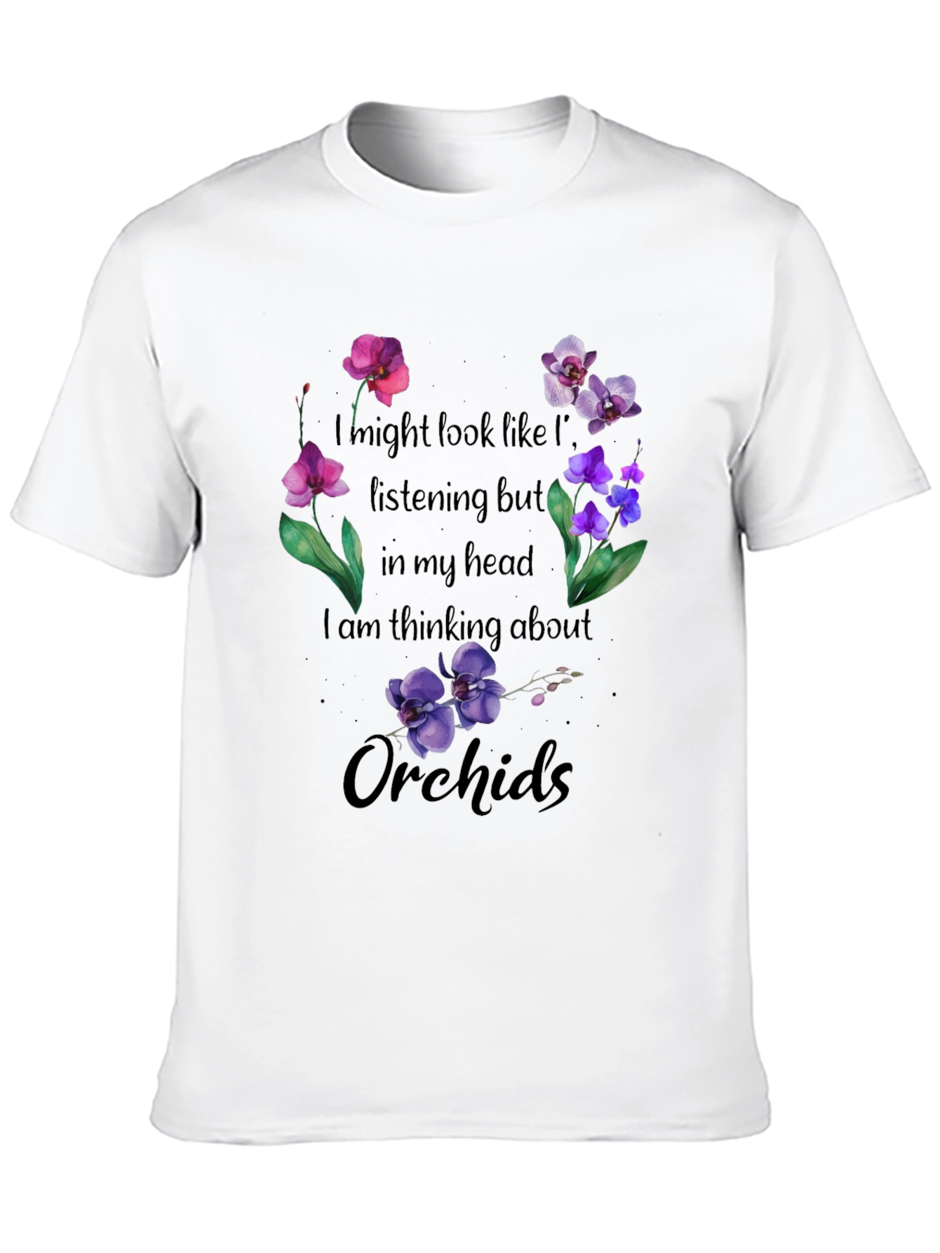Black Thinking About Orchids T-Shirt view 10