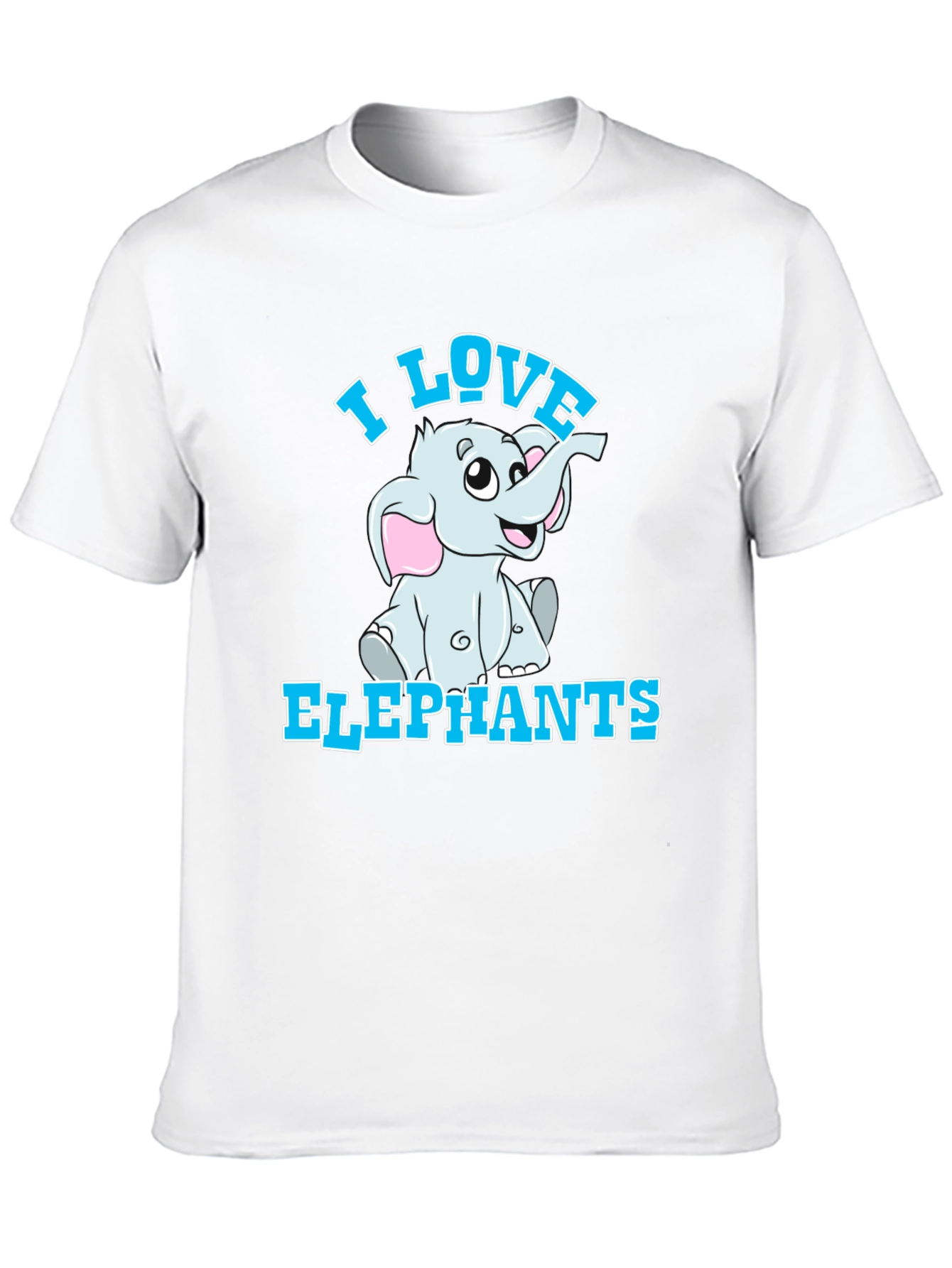 Black I Love Elephants T-Shirt - Cute Cartoon Graphic Tee view 10