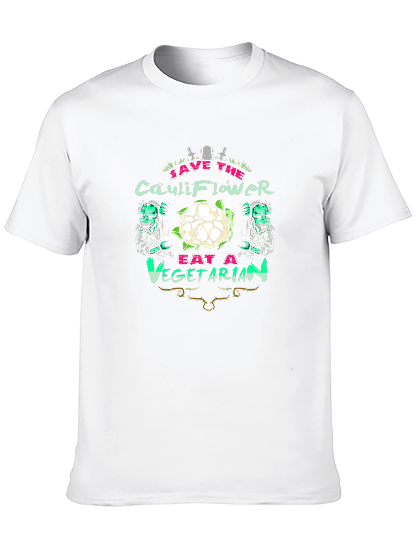 Black Save the Cauliflower Eat A Vegetarian Graphic T-Shirt view 10