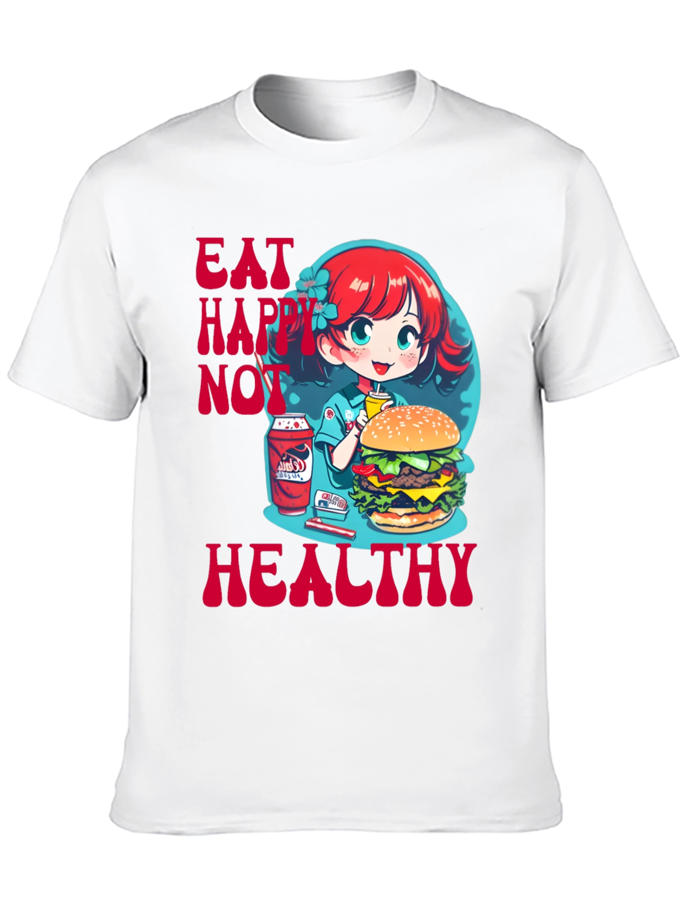 Black Eat Happy Not Healthy Graphic Tee view 10