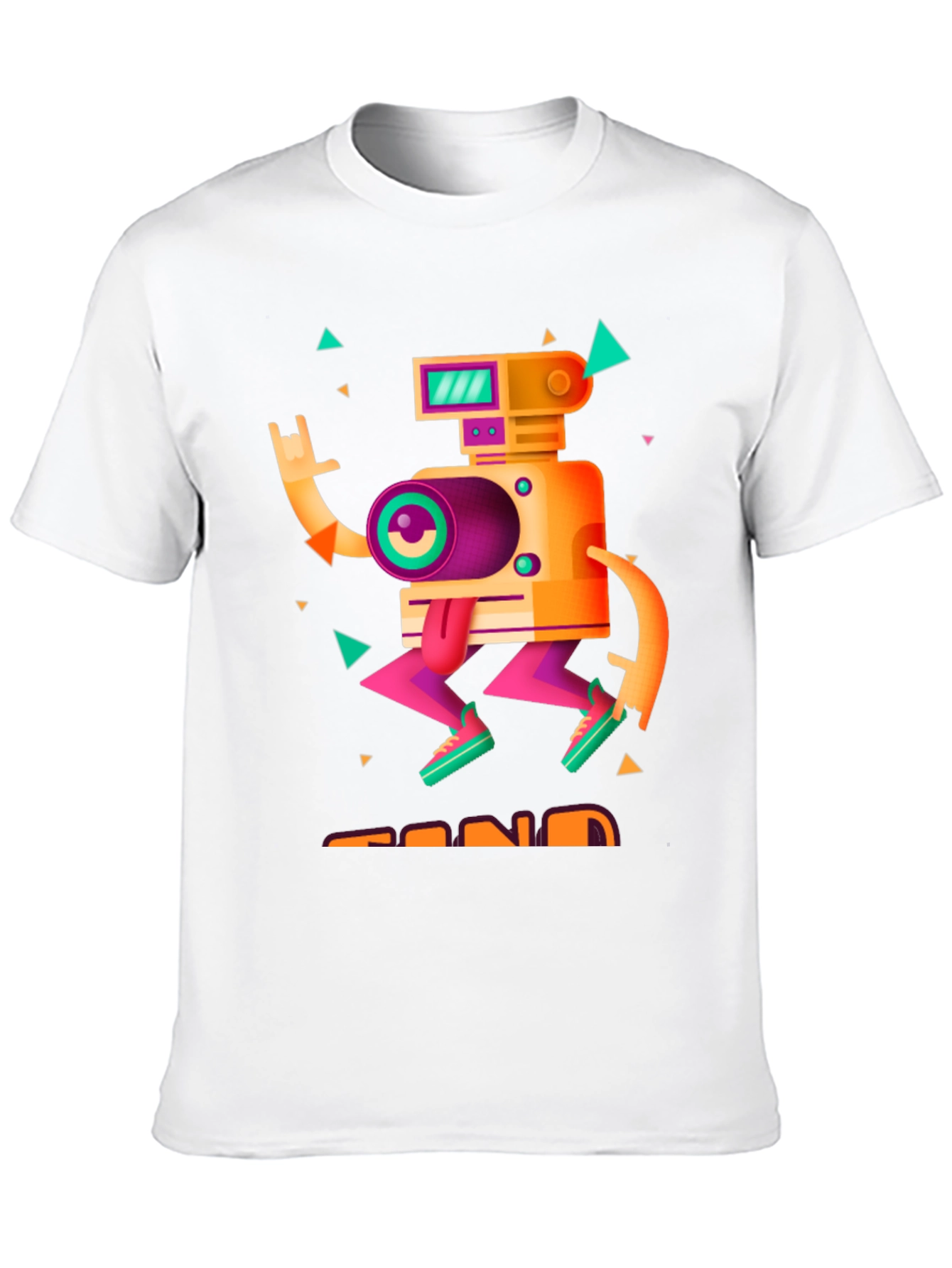 Black Retro Robot Graphic Tee - Black Cotton T-Shirt view 10
