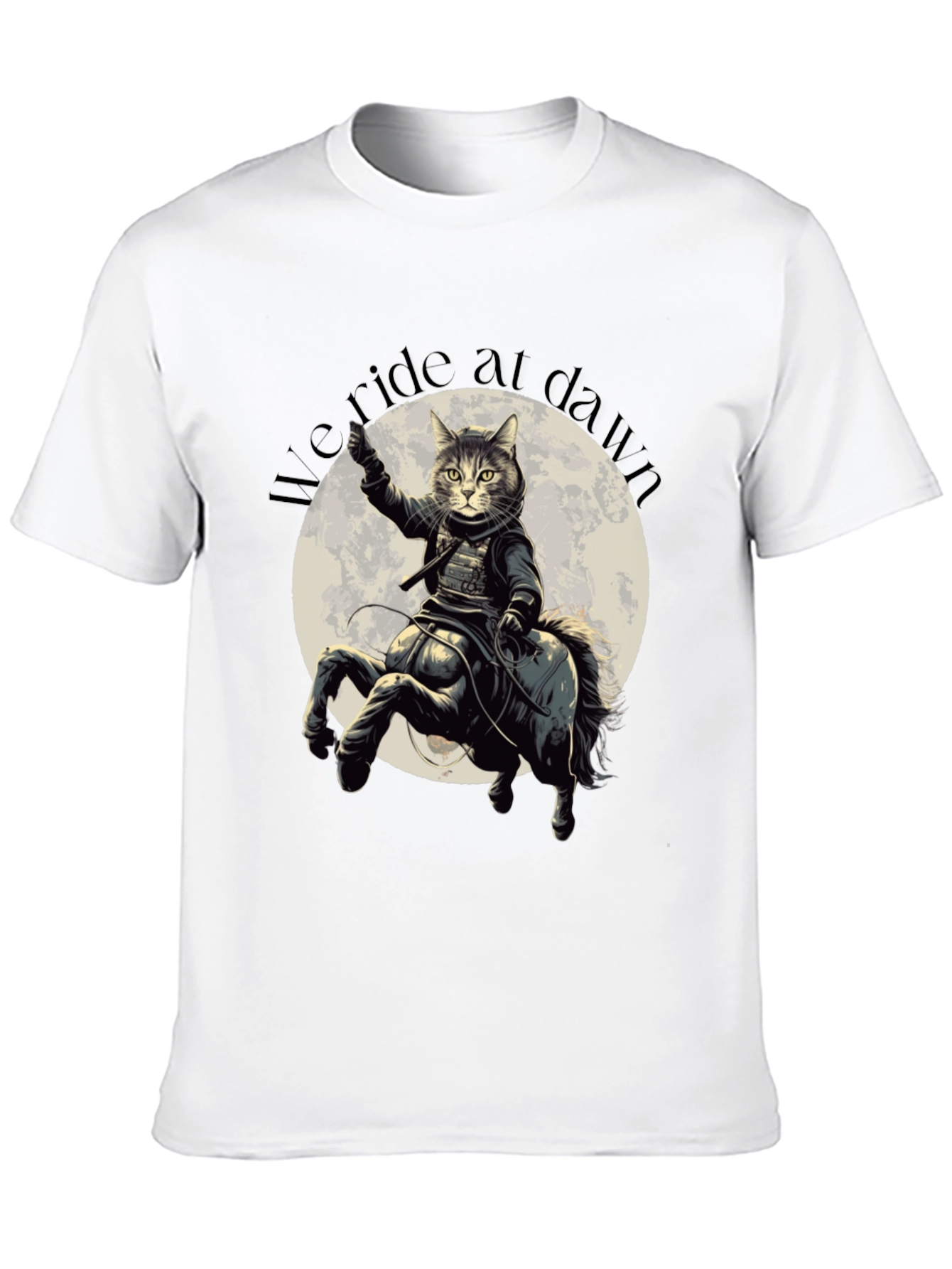 Black We Ride at Dawn Cat Centaur Graphic T-Shirt view 10