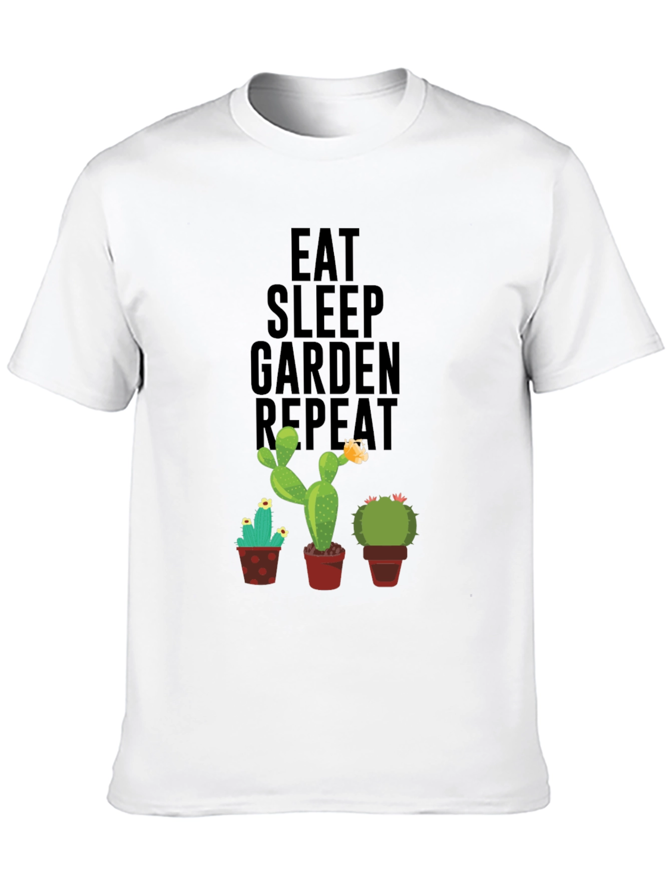 Black Eat Sleep Garden Repeat Cactus Graphic Tee view 10