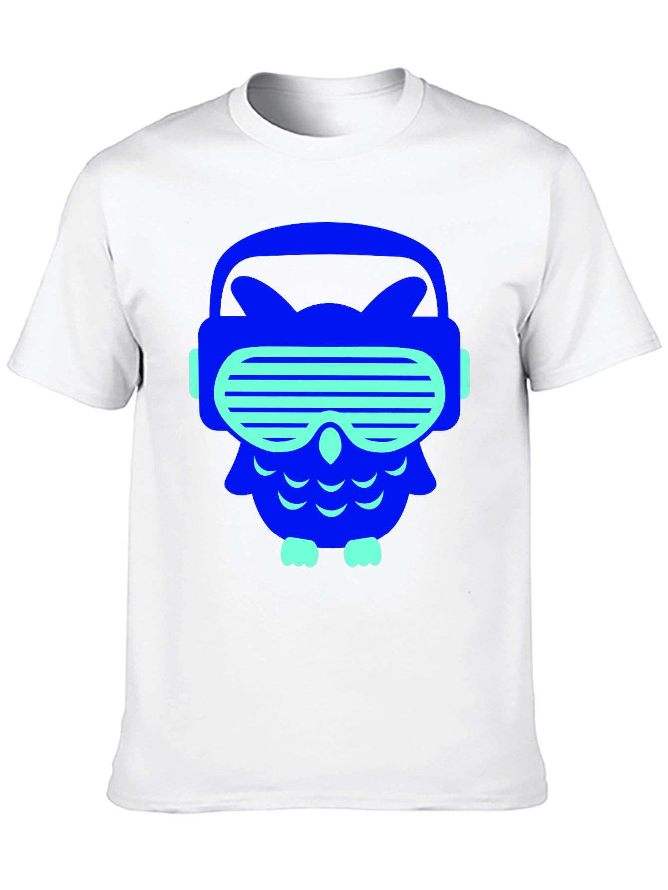 Black Cool Cyberpunk Owl Graphic Tee - Black Cotton T-Shirt view 10