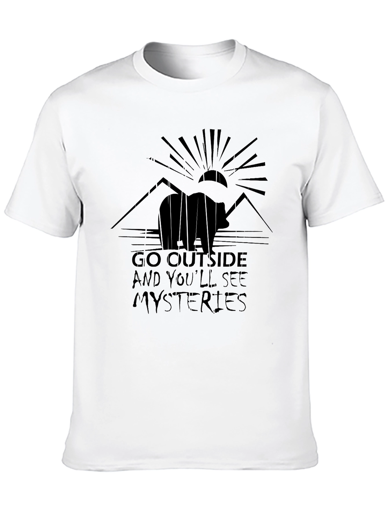 Black Outdoor Adventure Tee - Bear & Mountain Design view 10