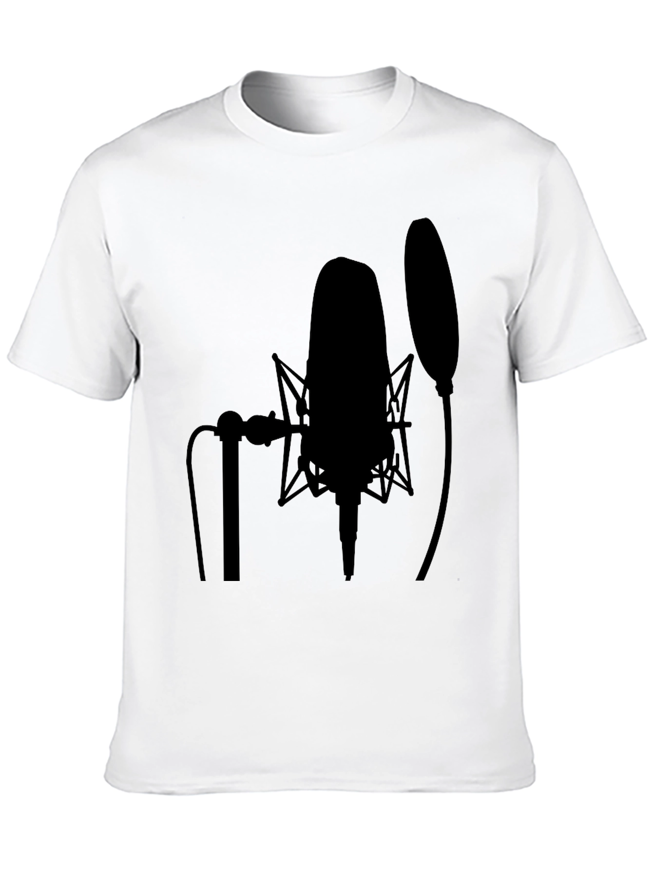 Black Studio Microphone Black T-Shirt - Musician Recording Apparel view 10