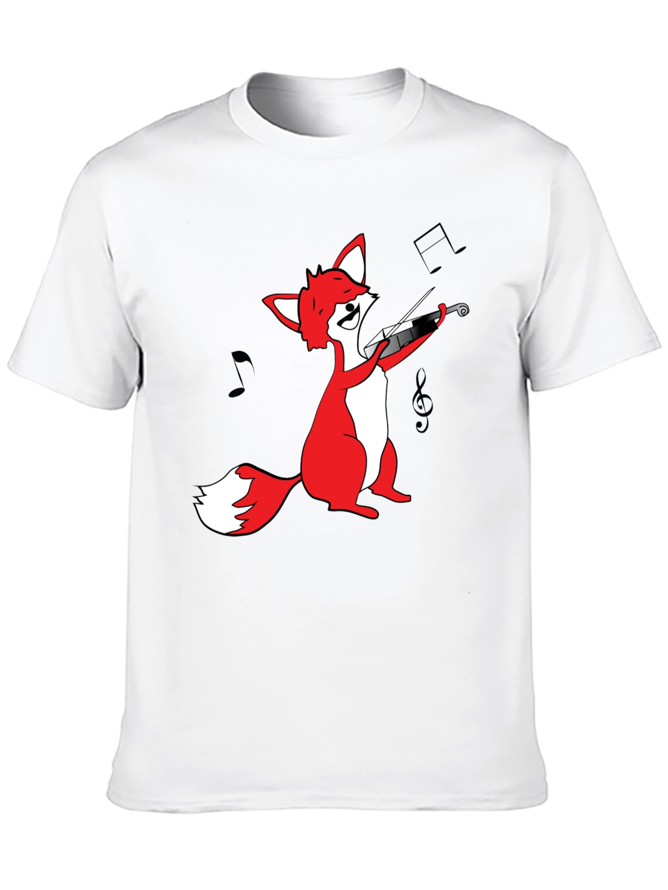 Black Fox Violinist T-Shirt - Black Graphic Tee view 10