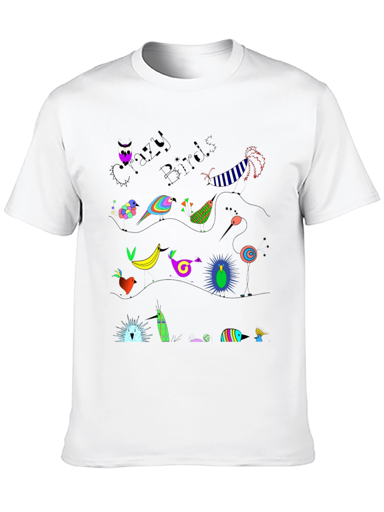 Black Crazy Birds Graphic T-Shirt view 10