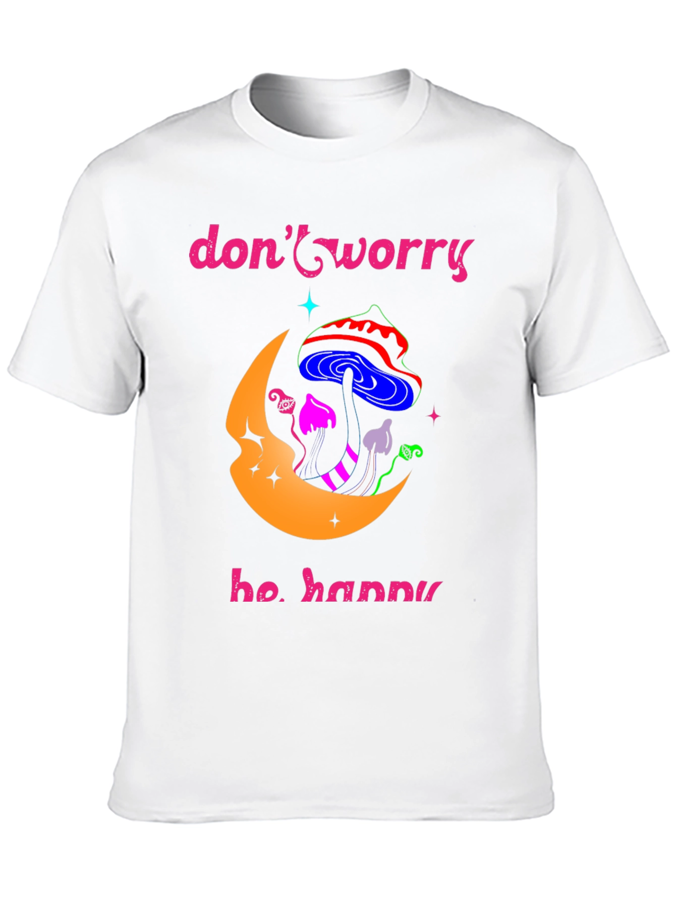 Black Don't Worry Be Happy Graphic T-Shirt view 10