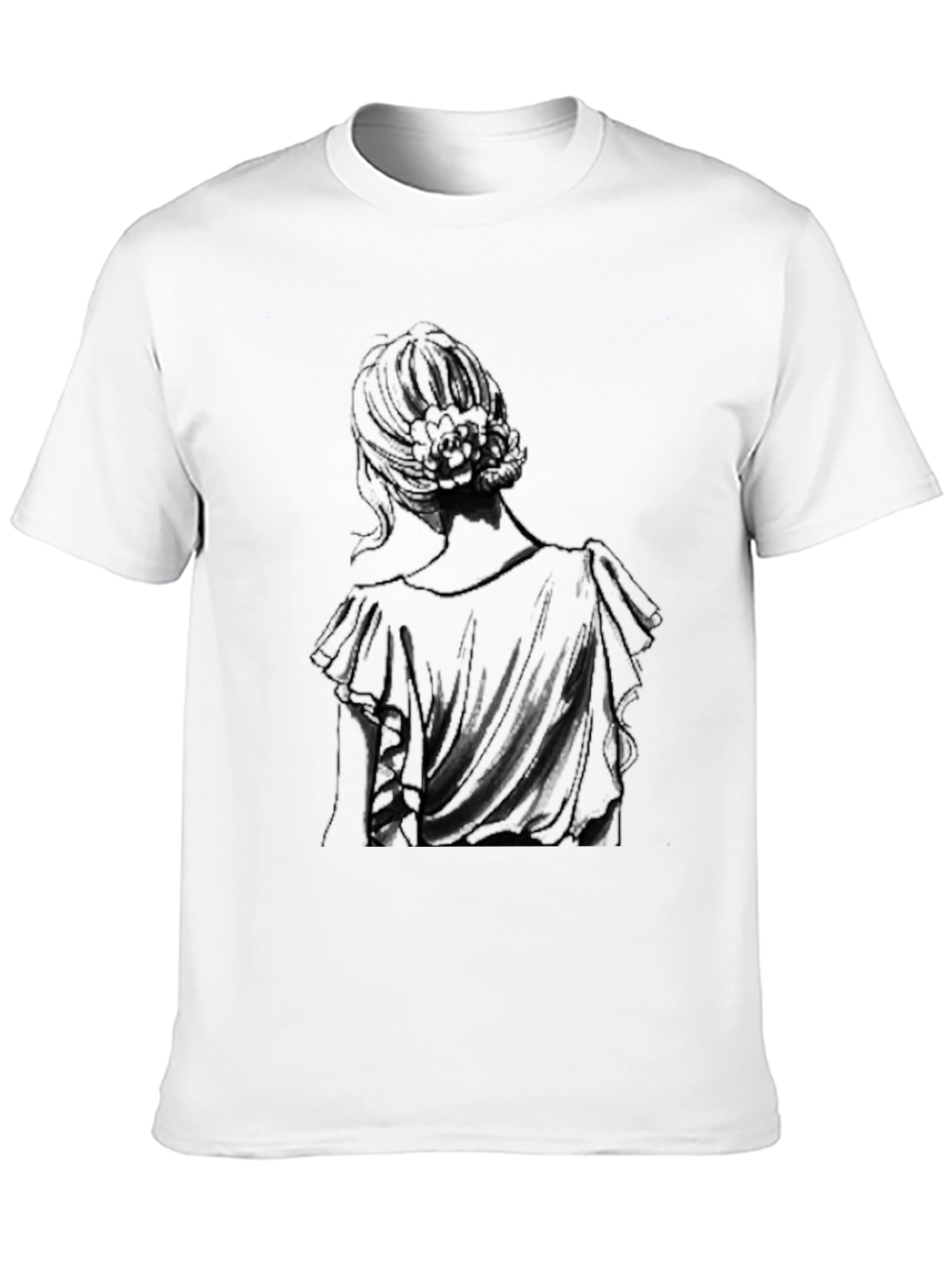 Elegant Woman Back Print Black T-Shirt - 10