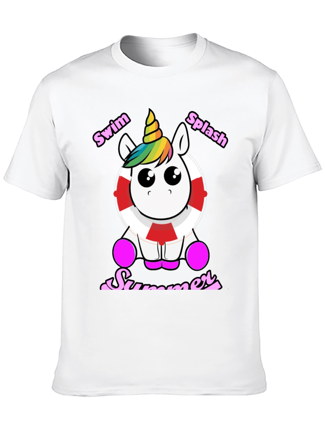 Black Swim Splash Summer Unicorn T-Shirt view 10