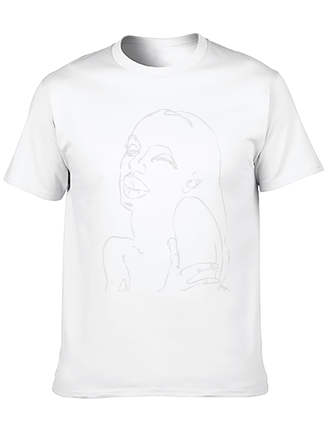 Black Abstract Line Art Face Graphic Black T-Shirt view 10