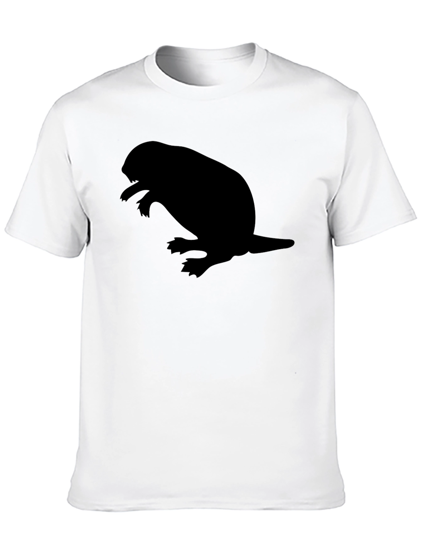 Black Men's Black T-shirt with Beaver Silhouette Graphic view 10