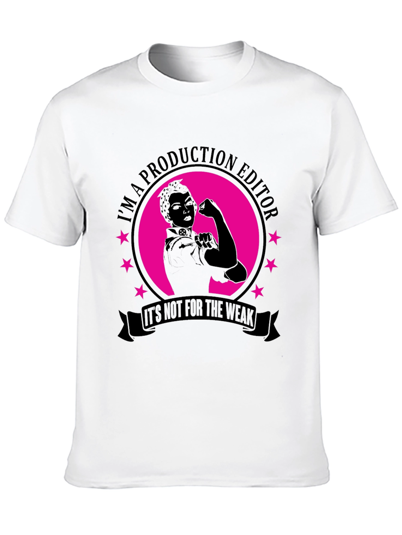 Black Production Editor Rosie the Riveter Style T-Shirt view 10