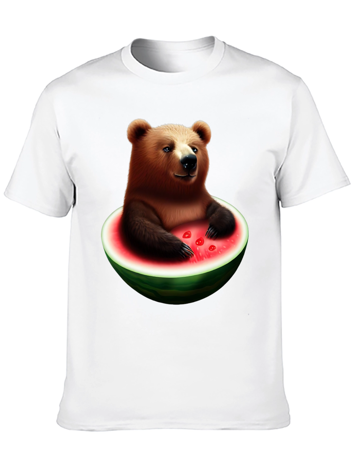 Black Bear in Watermelon Men's Black T-Shirt view 10