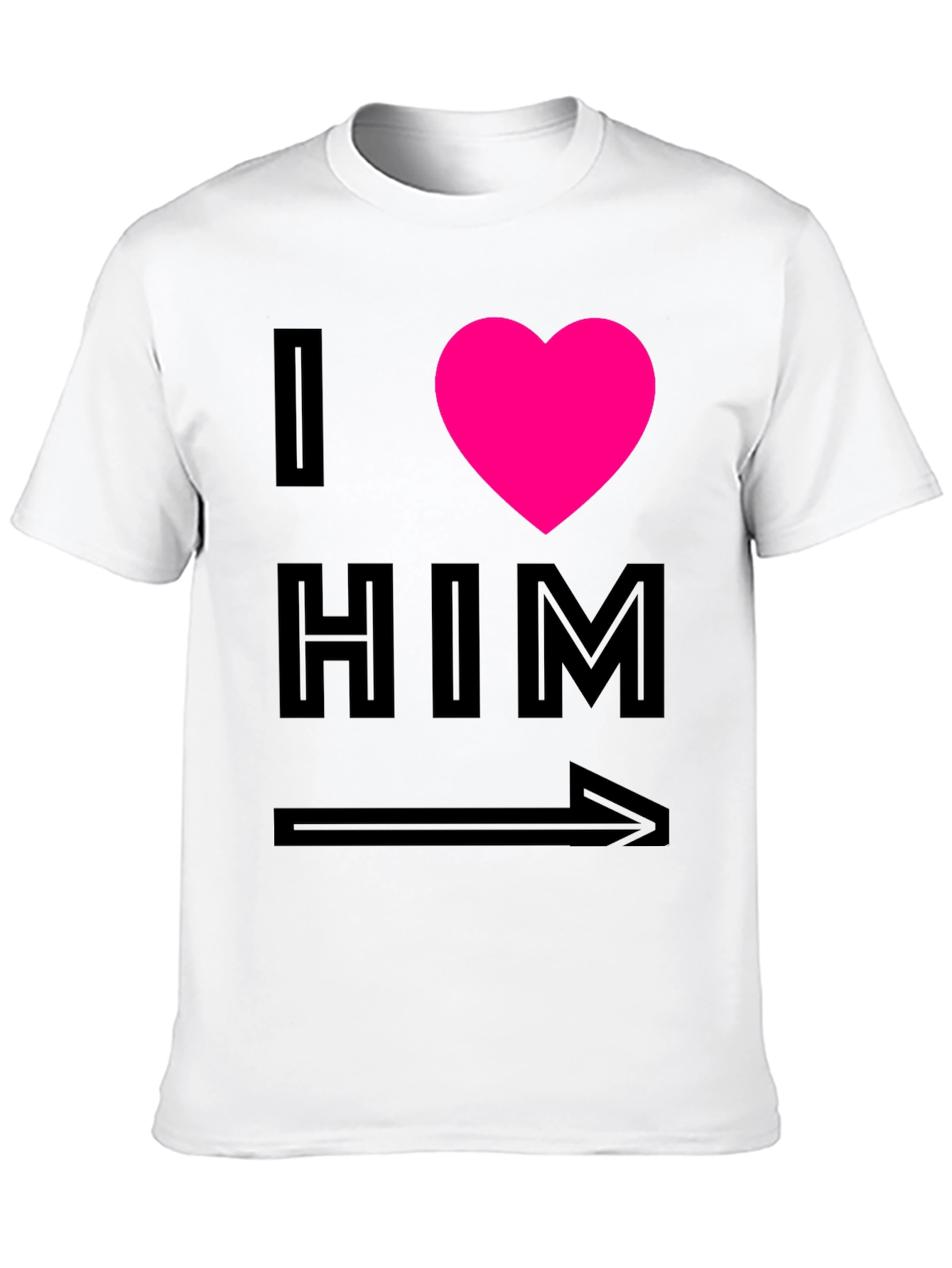 Black I Heart Him Graphic Tee - Black Unisex T-Shirt view 10