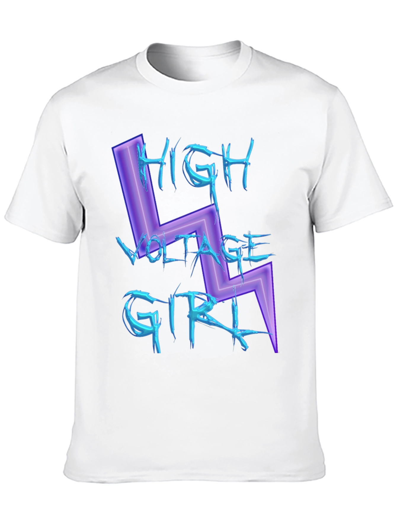 Black High Voltage Girl Graphic Print Black T-Shirt view 10