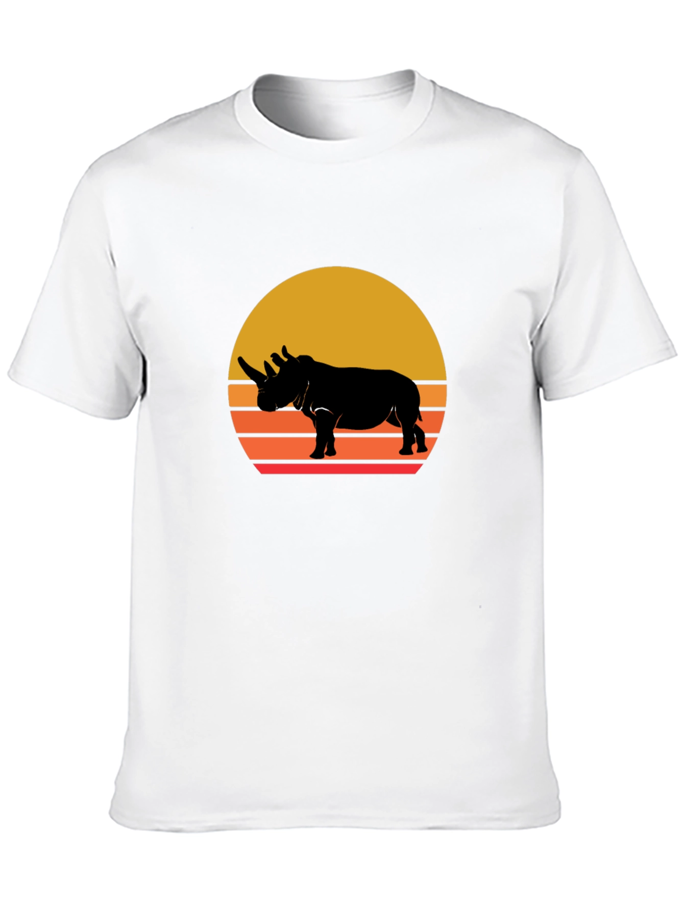 Black Retro Rhino Sunset T-Shirt view 10