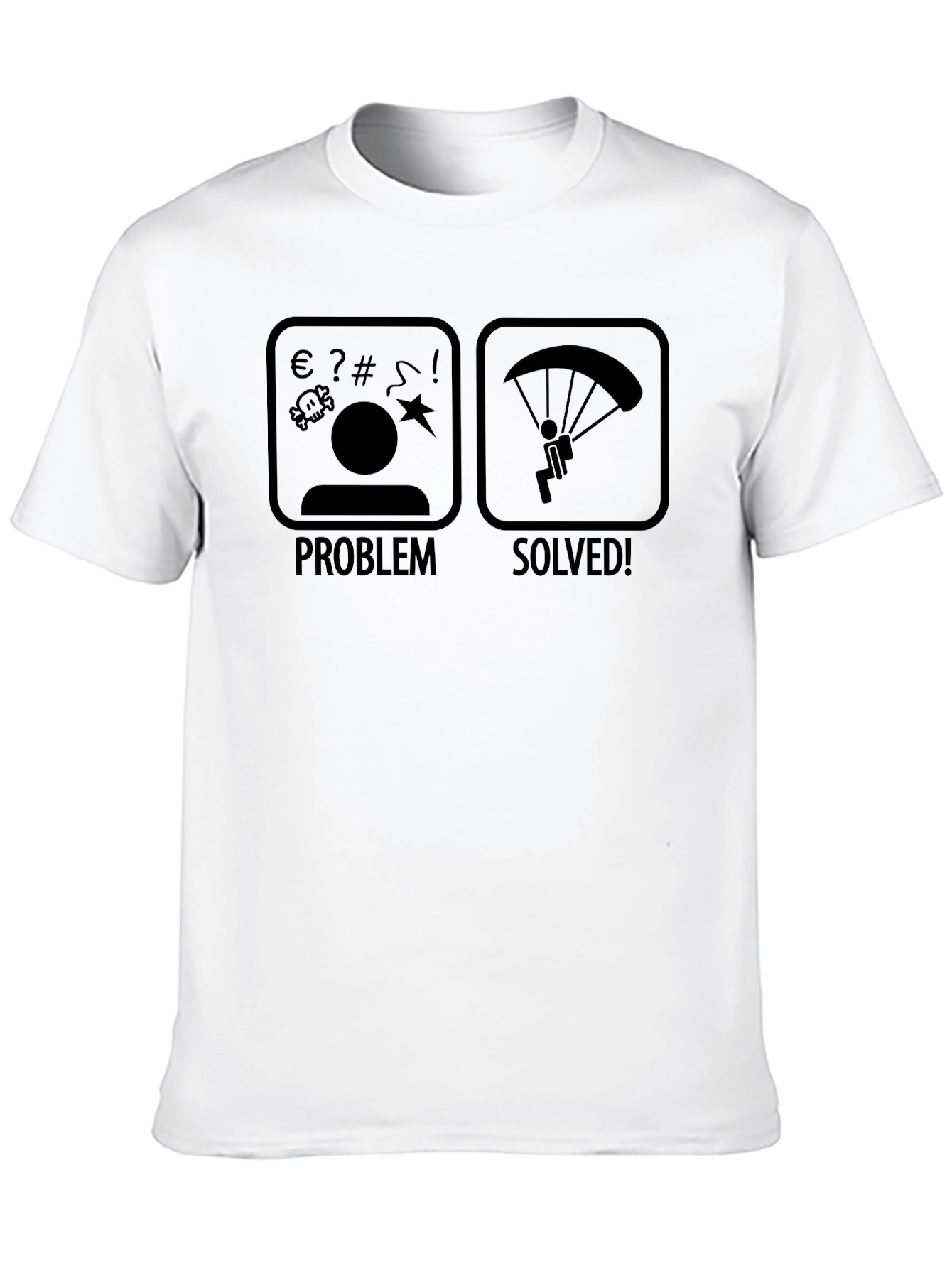 Black Problem Solved Parachute T-Shirt view 10