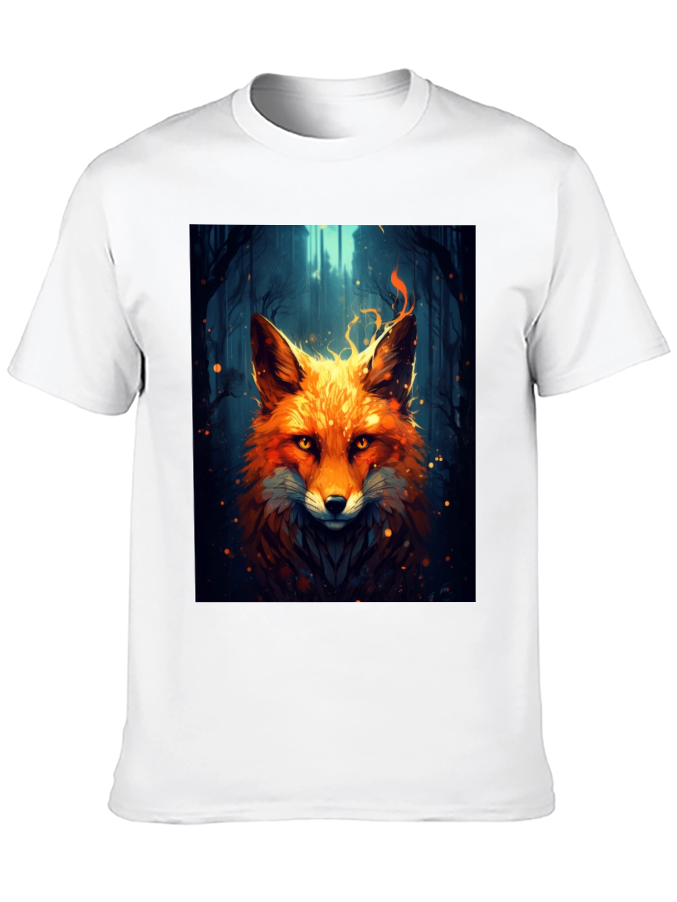 Black Fiery Fox Graphic Tee - Bold Animal Print Shirt view 10