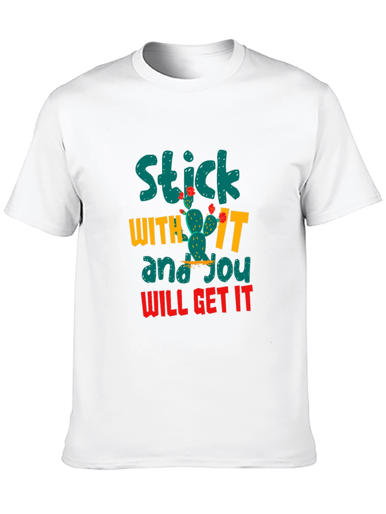 Black Motivational Cactus T-Shirt - Stick With It! view 10