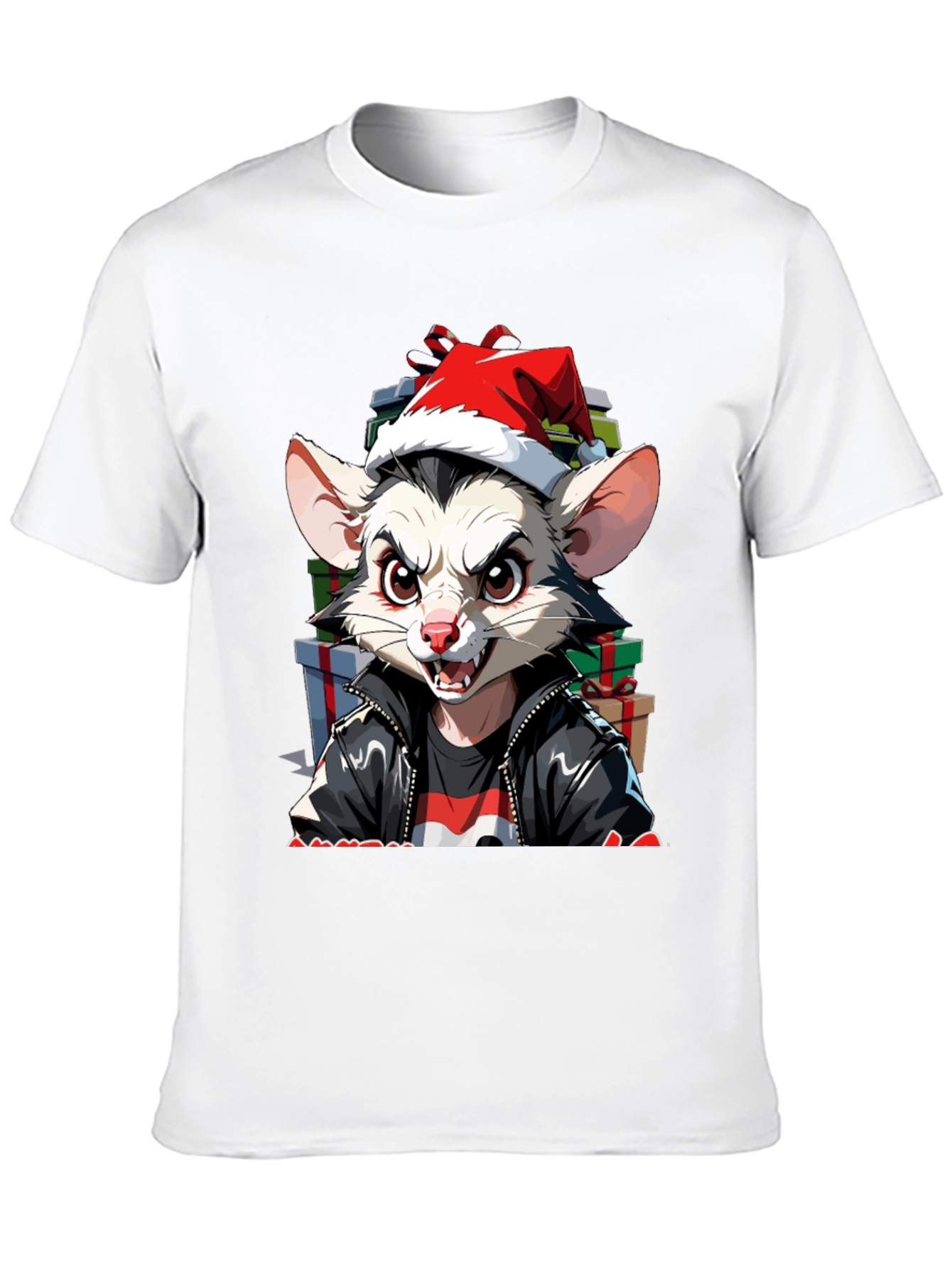 Black Festive Opossum Tee - Holiday Style view 10