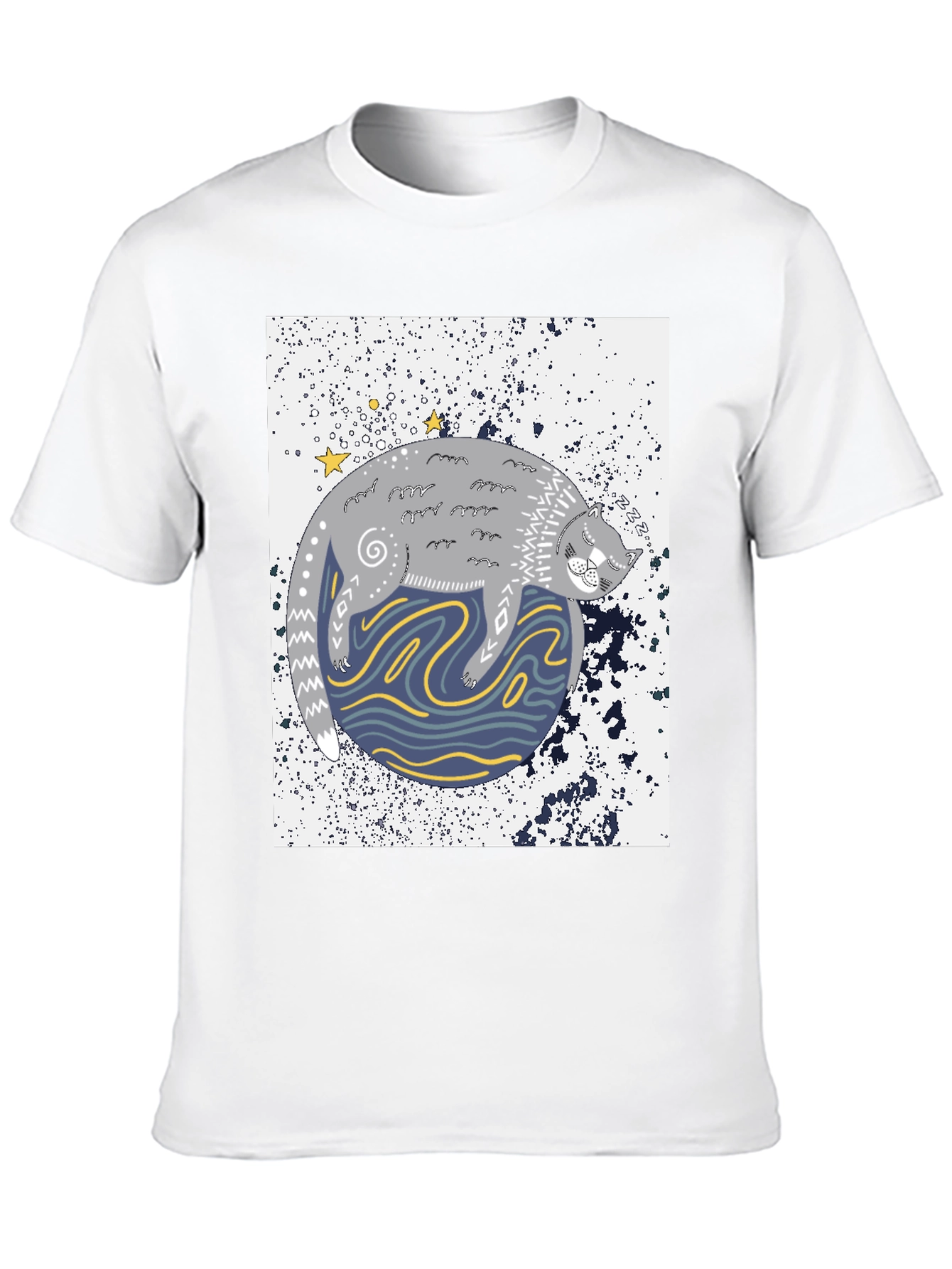 Black Cosmic Cat Black Graphic Tee view 10