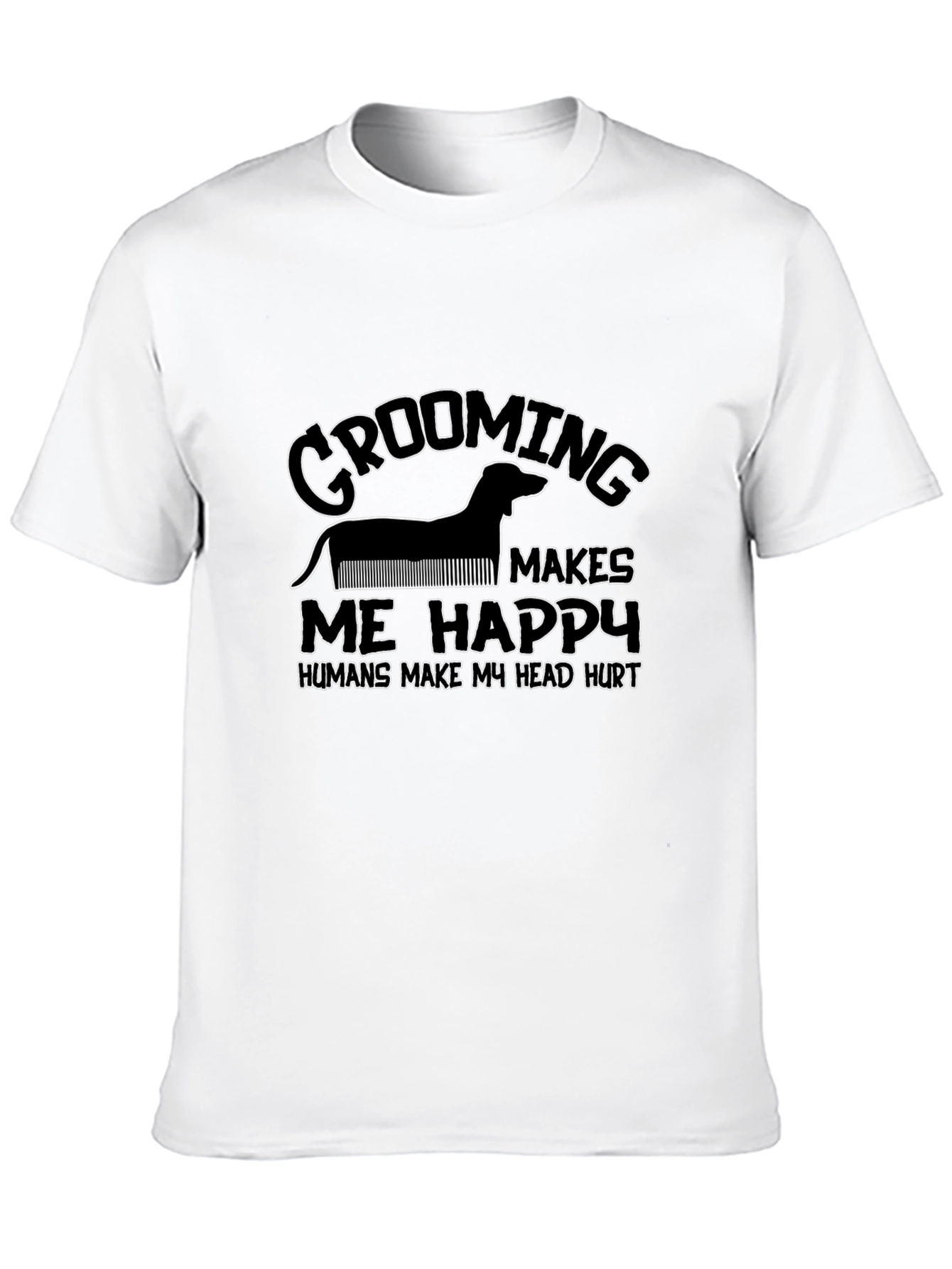 Black Grooming Makes Me Happy Black T-Shirt view 10