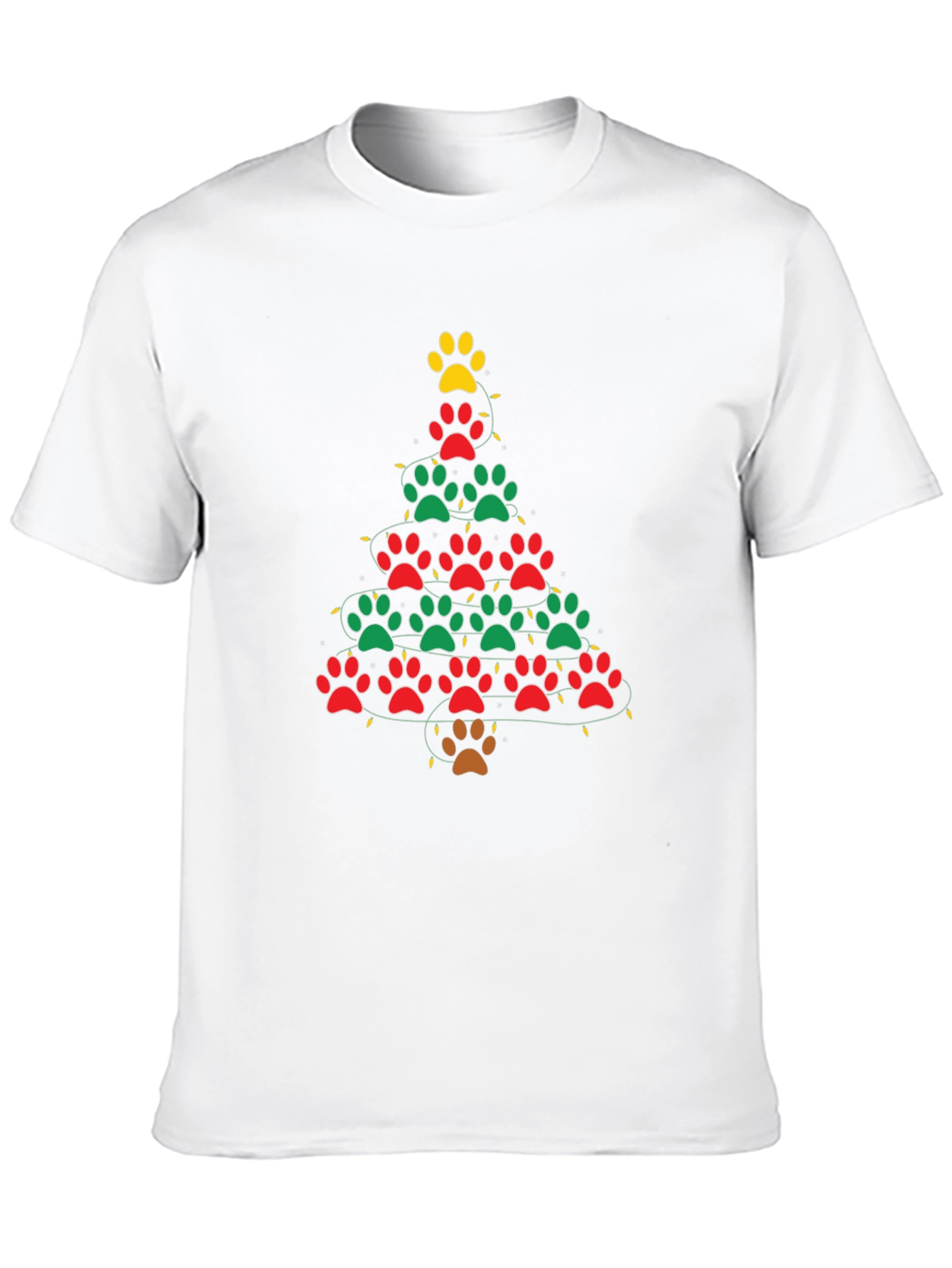 Black Paw Print Christmas Tree Black T-shirt view 10