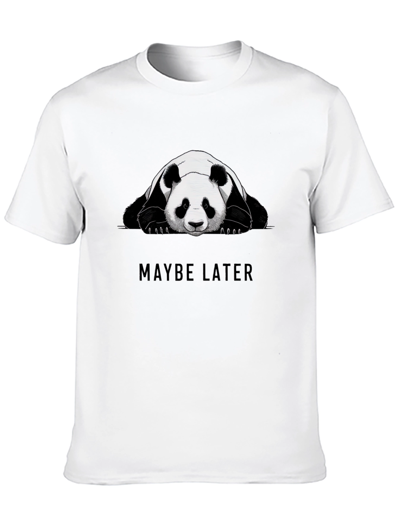 Black Lazy Panda Graphic Tee - "Maybe Later" Black Cotton T-Shirt view 10