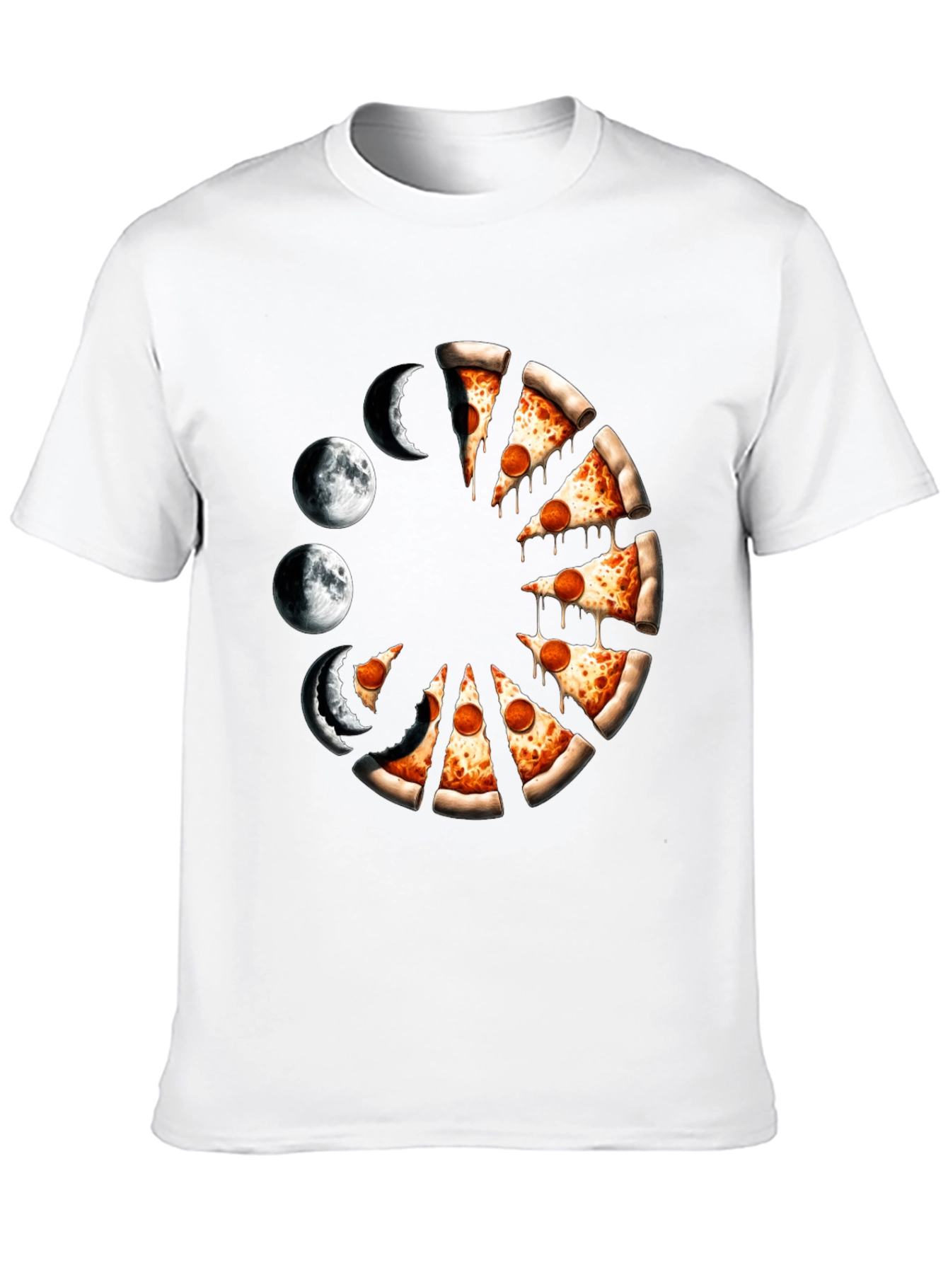 Pizza Moon Phases Graphic Tee - Black Casual Shirt - 10
