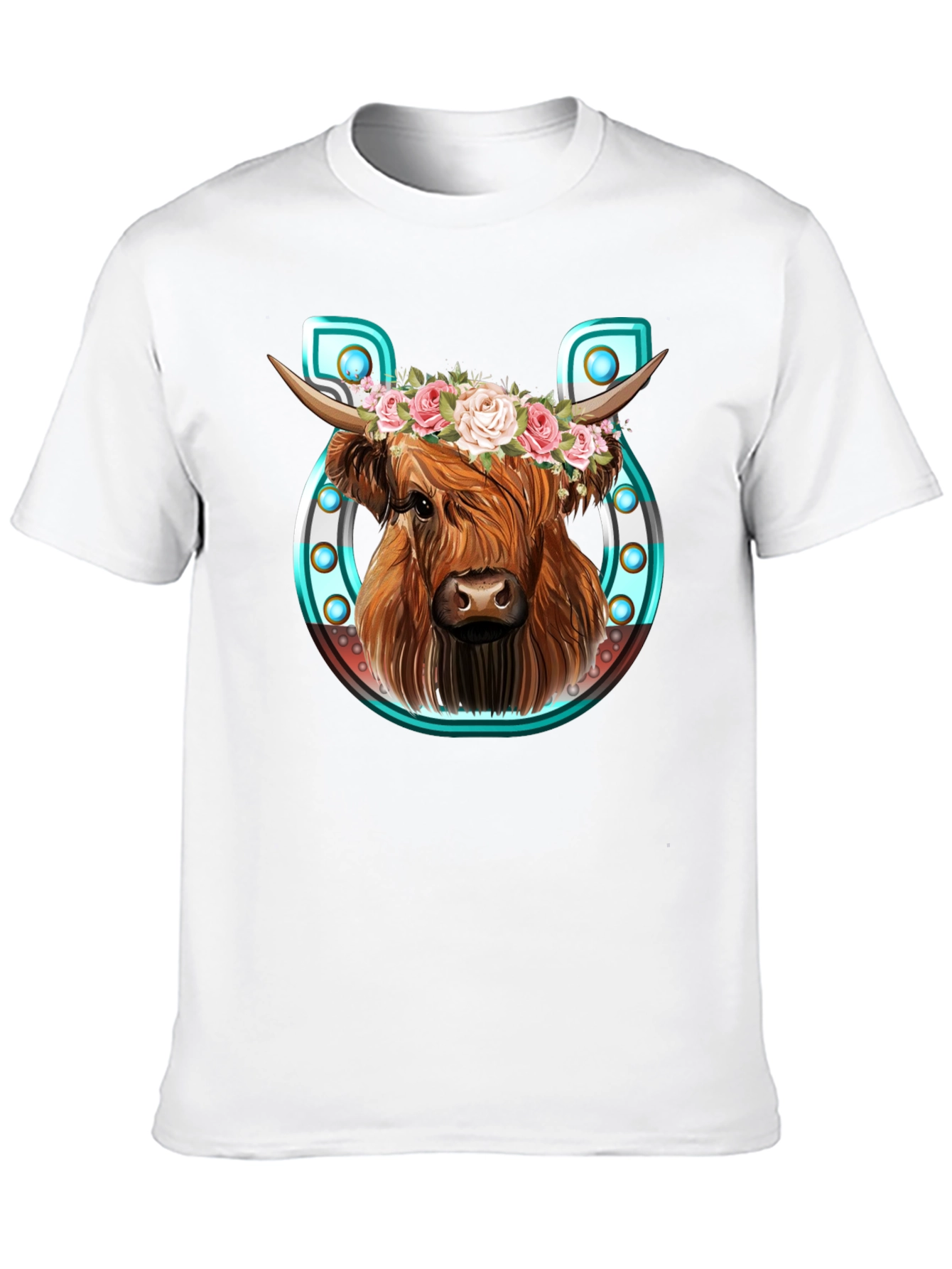 Black Highland Cow Flower Crown Graphic Tee view 10
