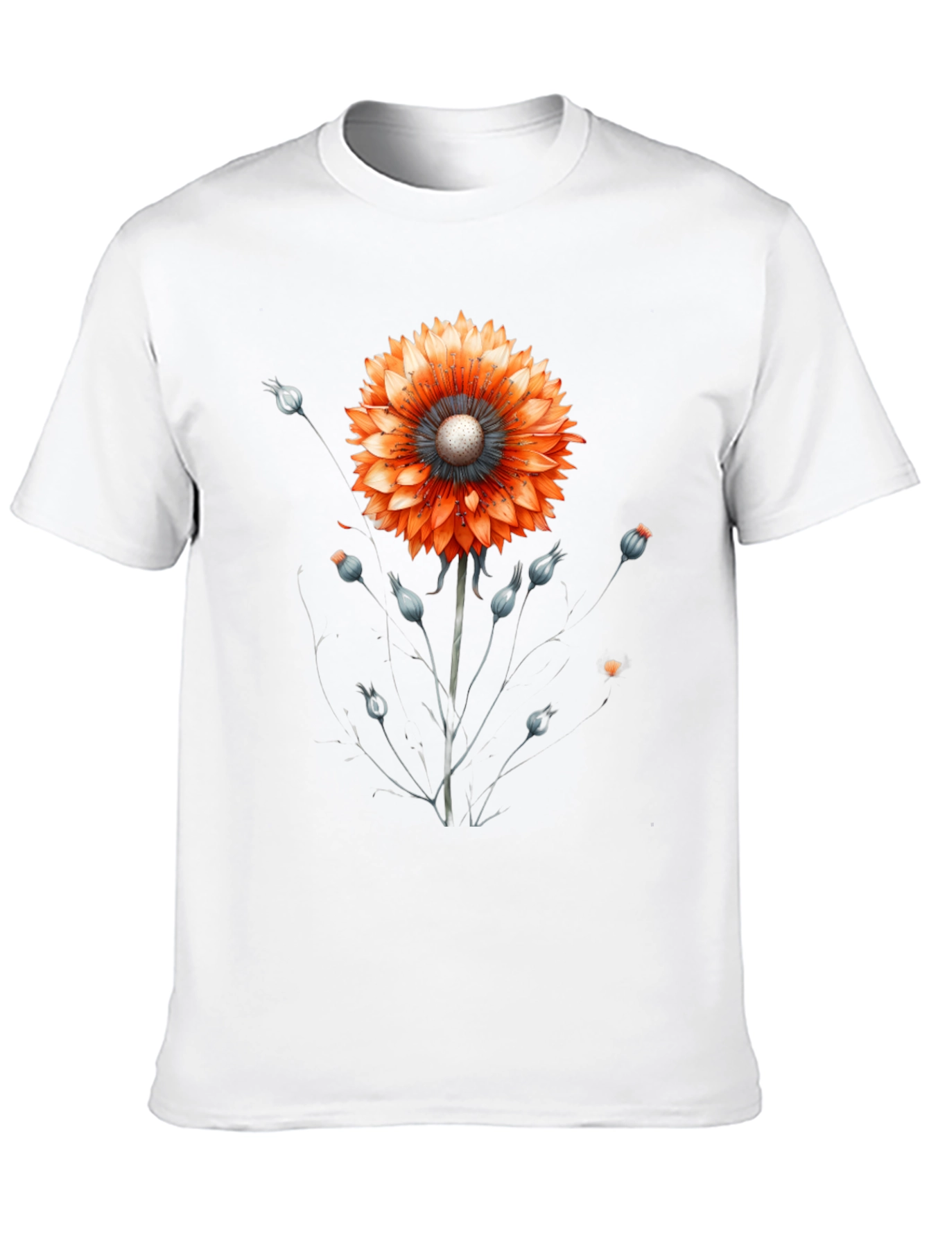Black Floral Graphic Tee - Orange Bloom on Black view 10