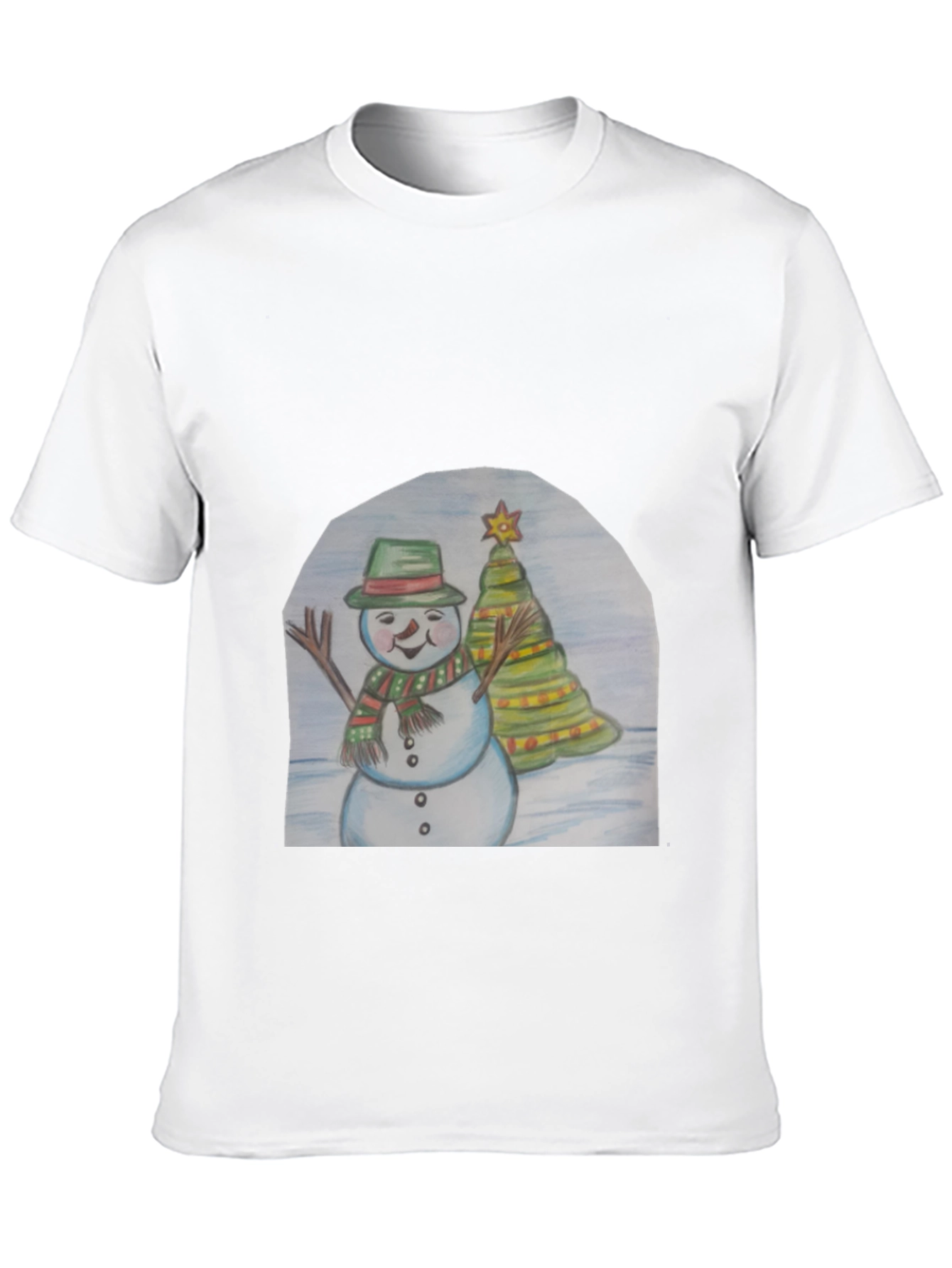 Black Festive Snowman & Christmas Tree T-Shirt view 10