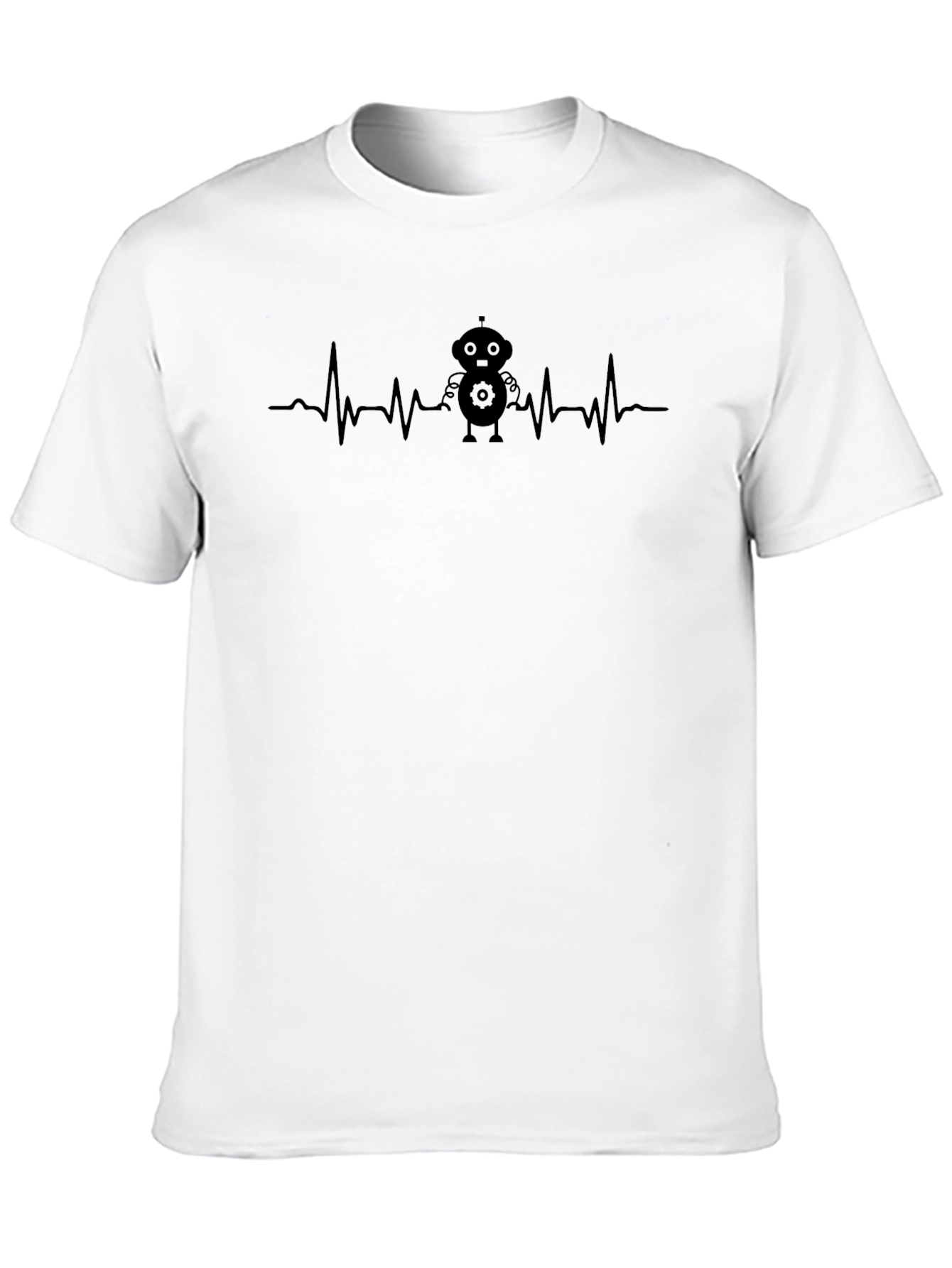 Black Robot Heartbeat Graphic Tee - Men's Black T-Shirt view 10