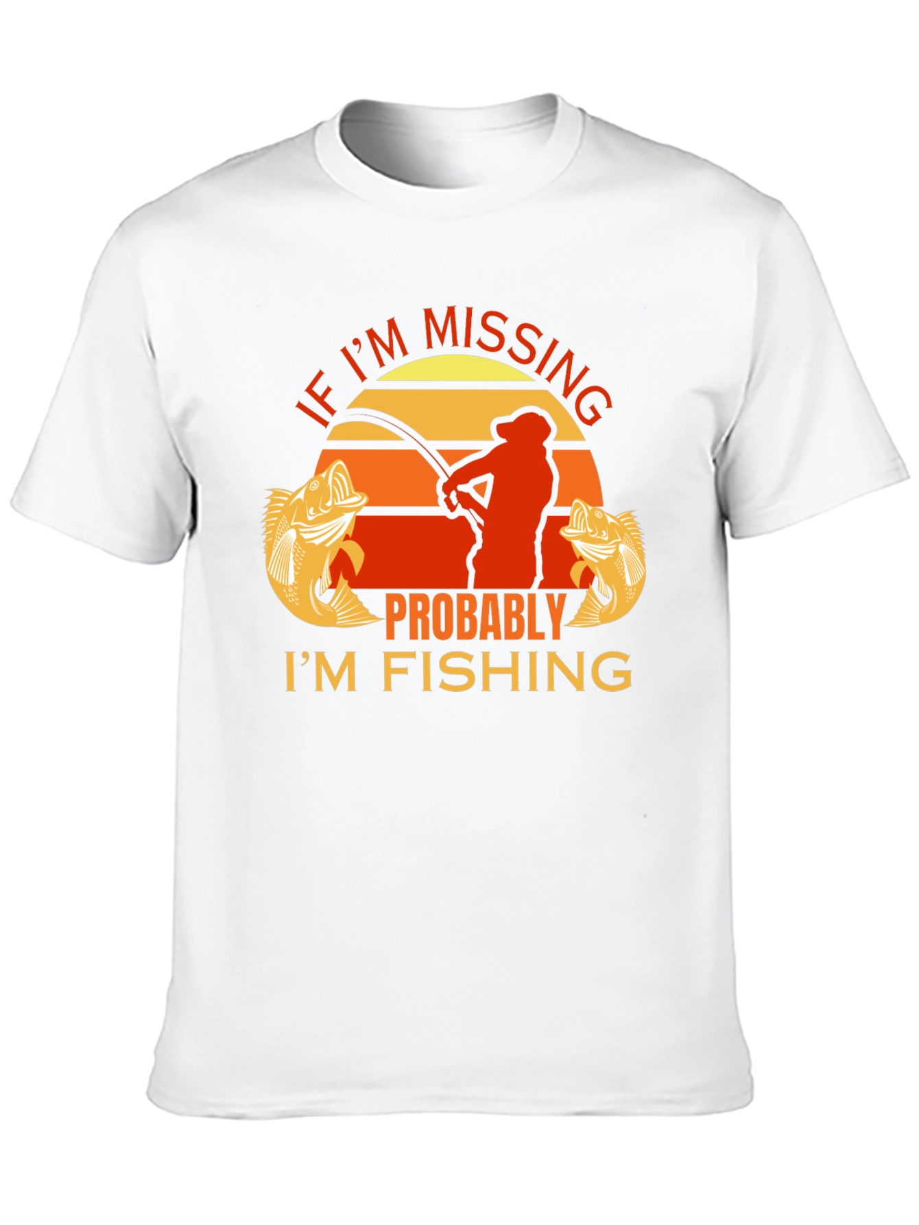 Black Funny Fishing T-Shirt - If I'm Missing, I'm Fishing view 10