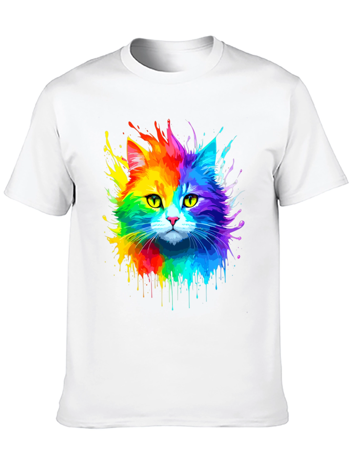 Black Rainbow Cat Graphic Tee - Vibrant Design view 10