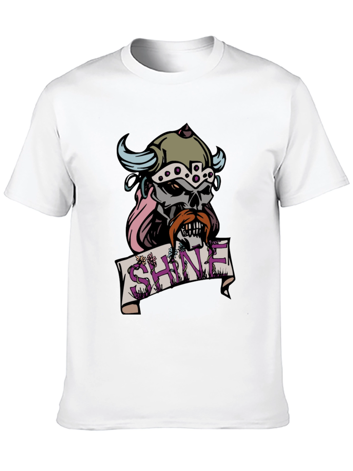 Black Viking Skull Graphic Tee - Shine view 10