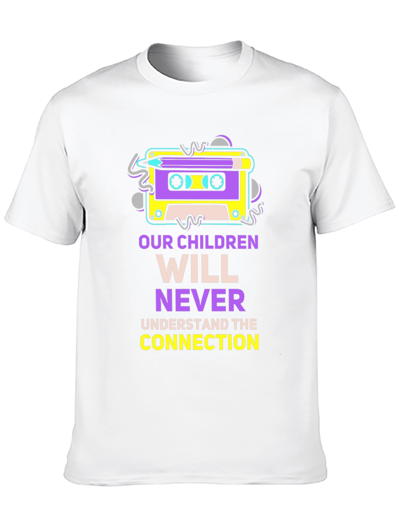 Black Retro Cassette Tape & Pencil Graphic T-Shirt view 10