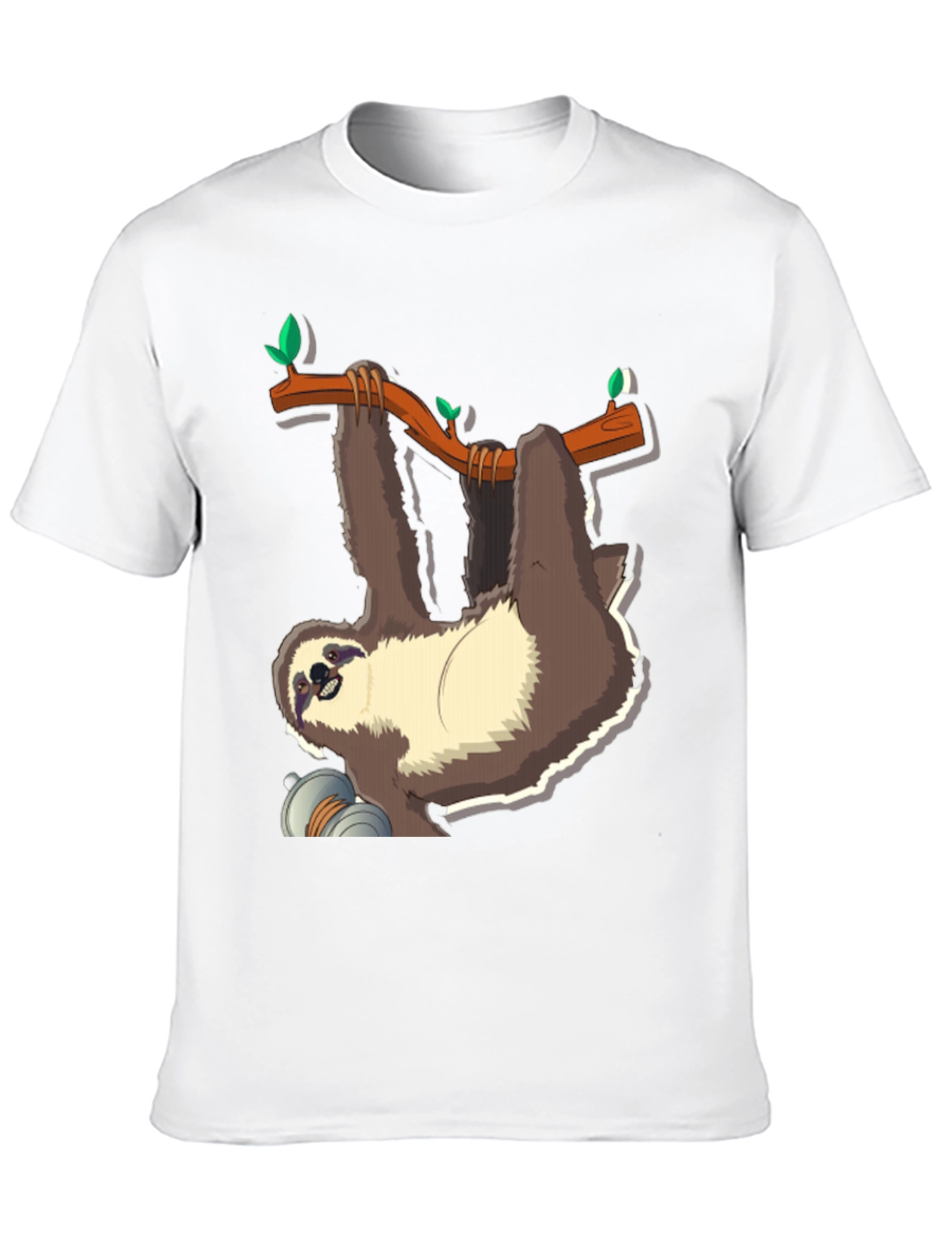Black Sloth on Branch Graphic T-Shirt - Men's Black Tee view 10