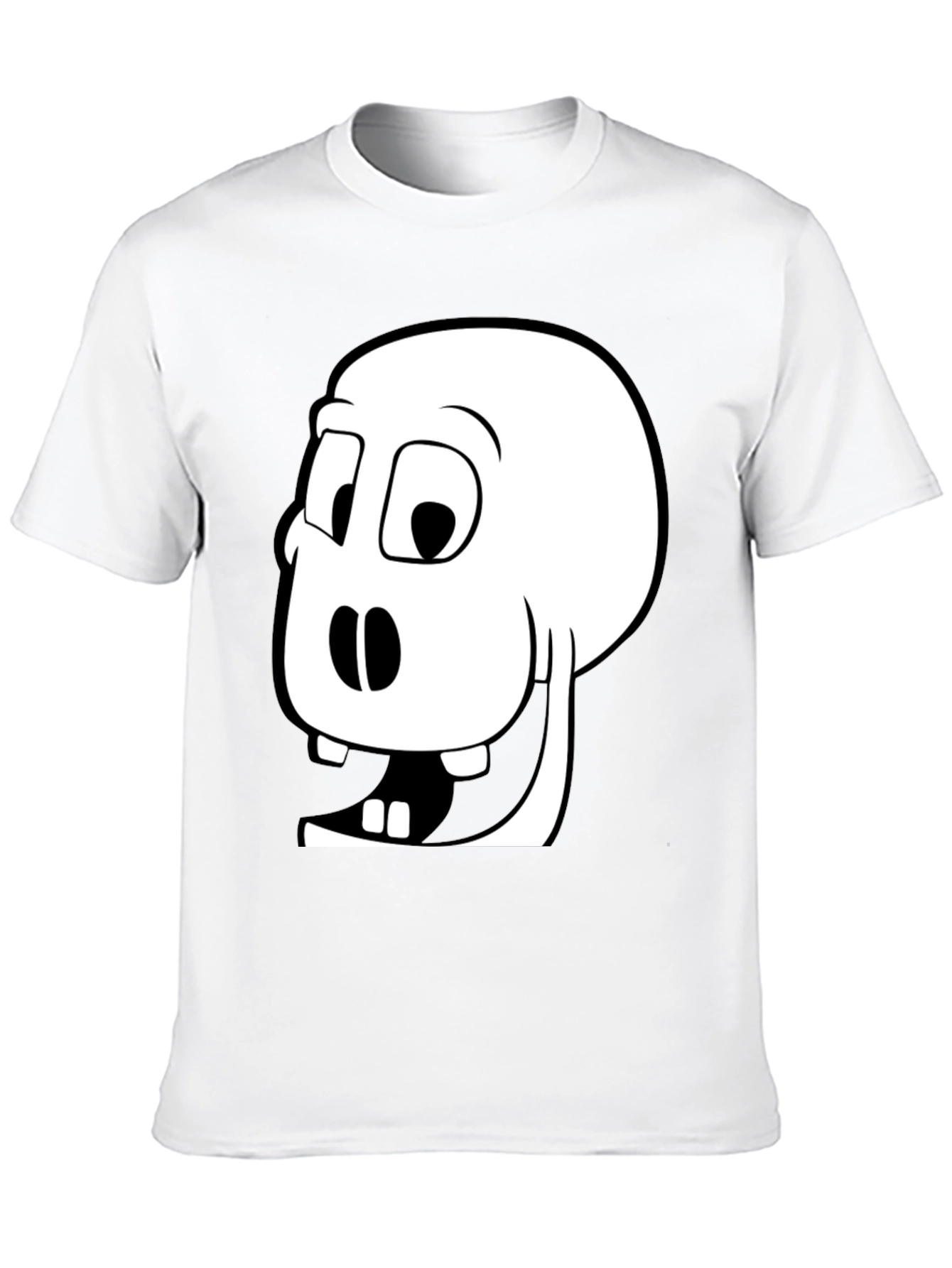 Black Funny Cartoon Skull Graphic Tee - Black Cotton Blend view 10