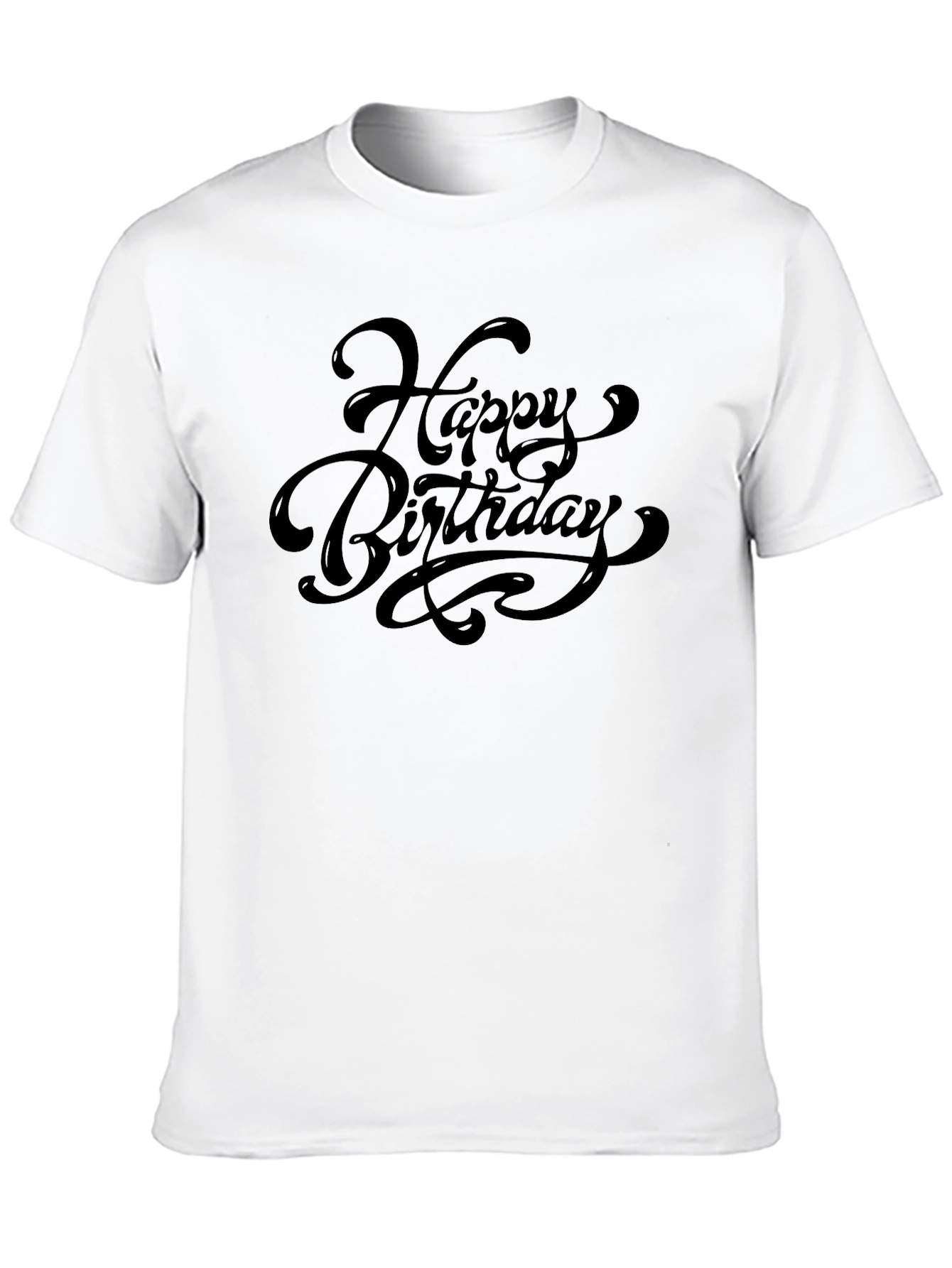 Black Happy Birthday Black Crew Neck T-Shirt view 10
