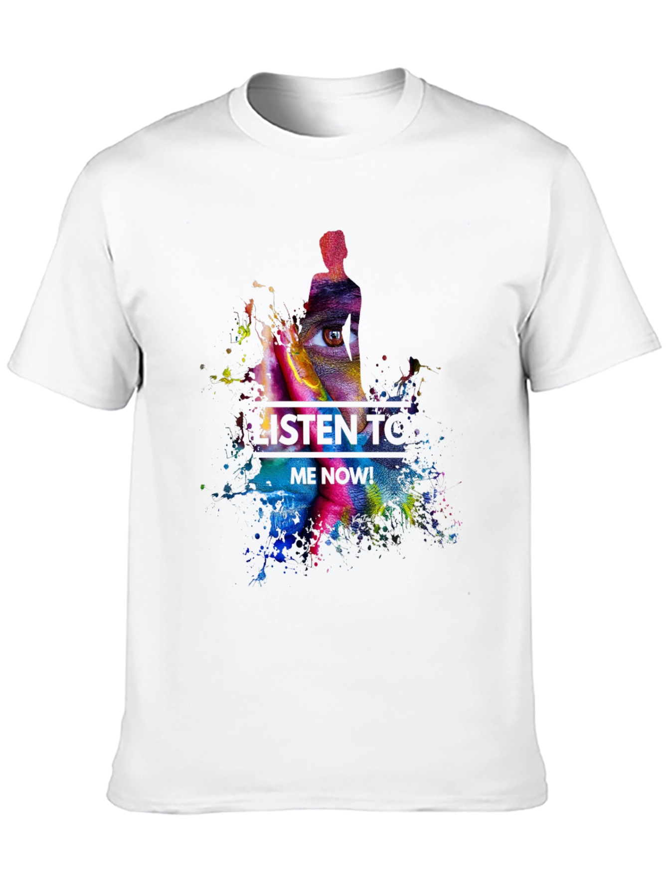 Black Abstract Art Tee - Listen to Me Now! Black T-Shirt view 10
