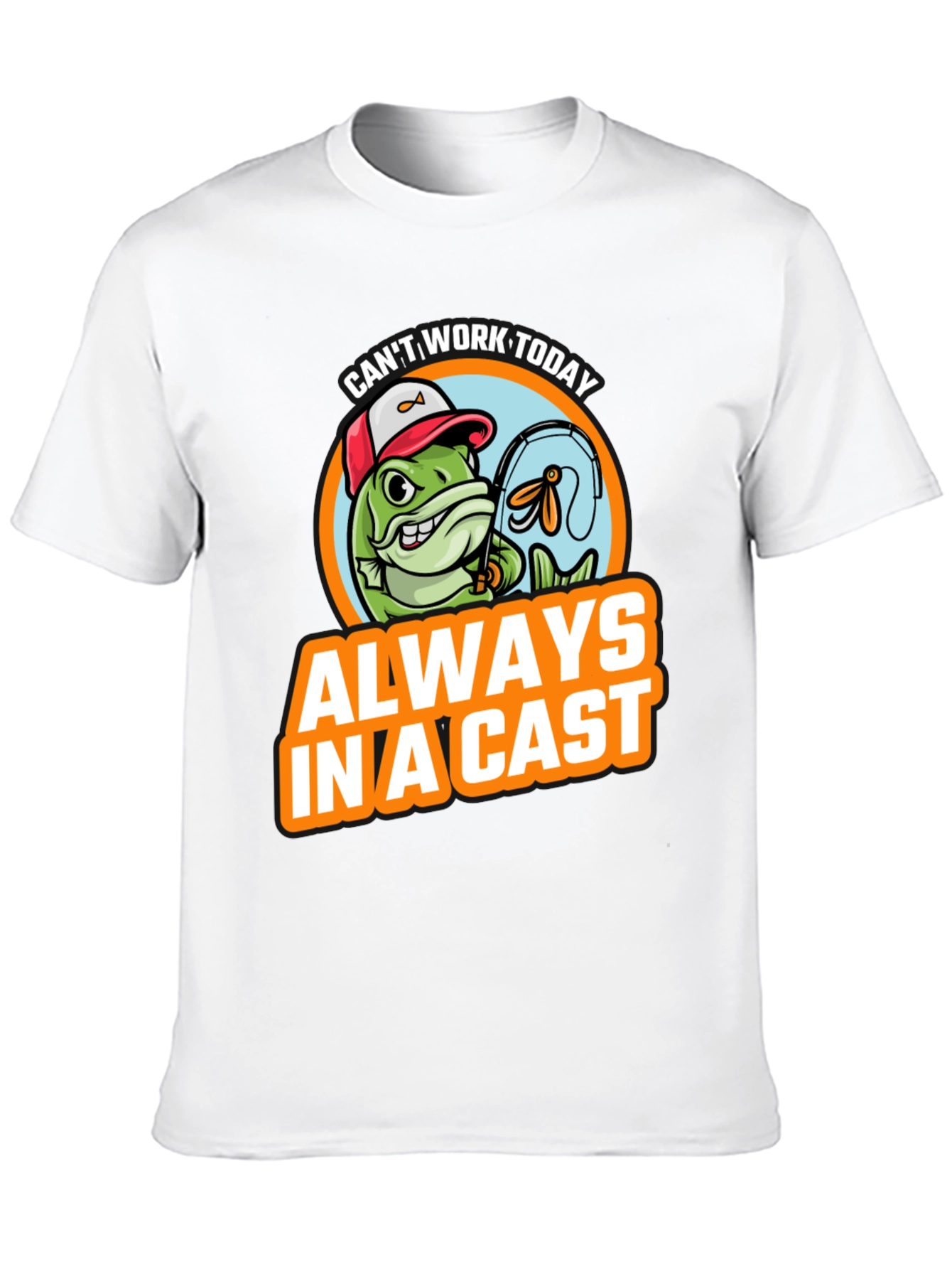 Black Funny Fishing T-Shirt - "Always In A Cast" view 10