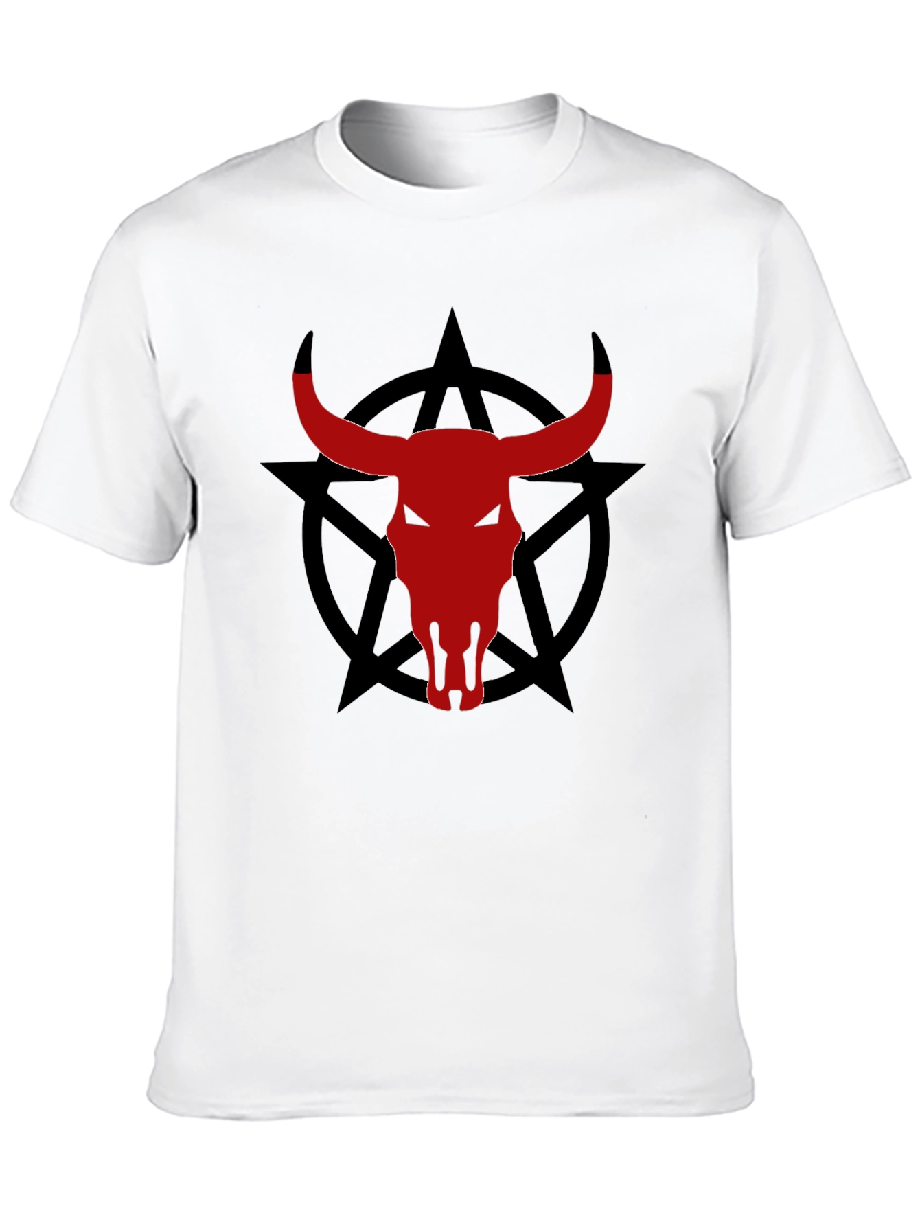 Black Bull Skull Pentagram Graphic Tee view 10